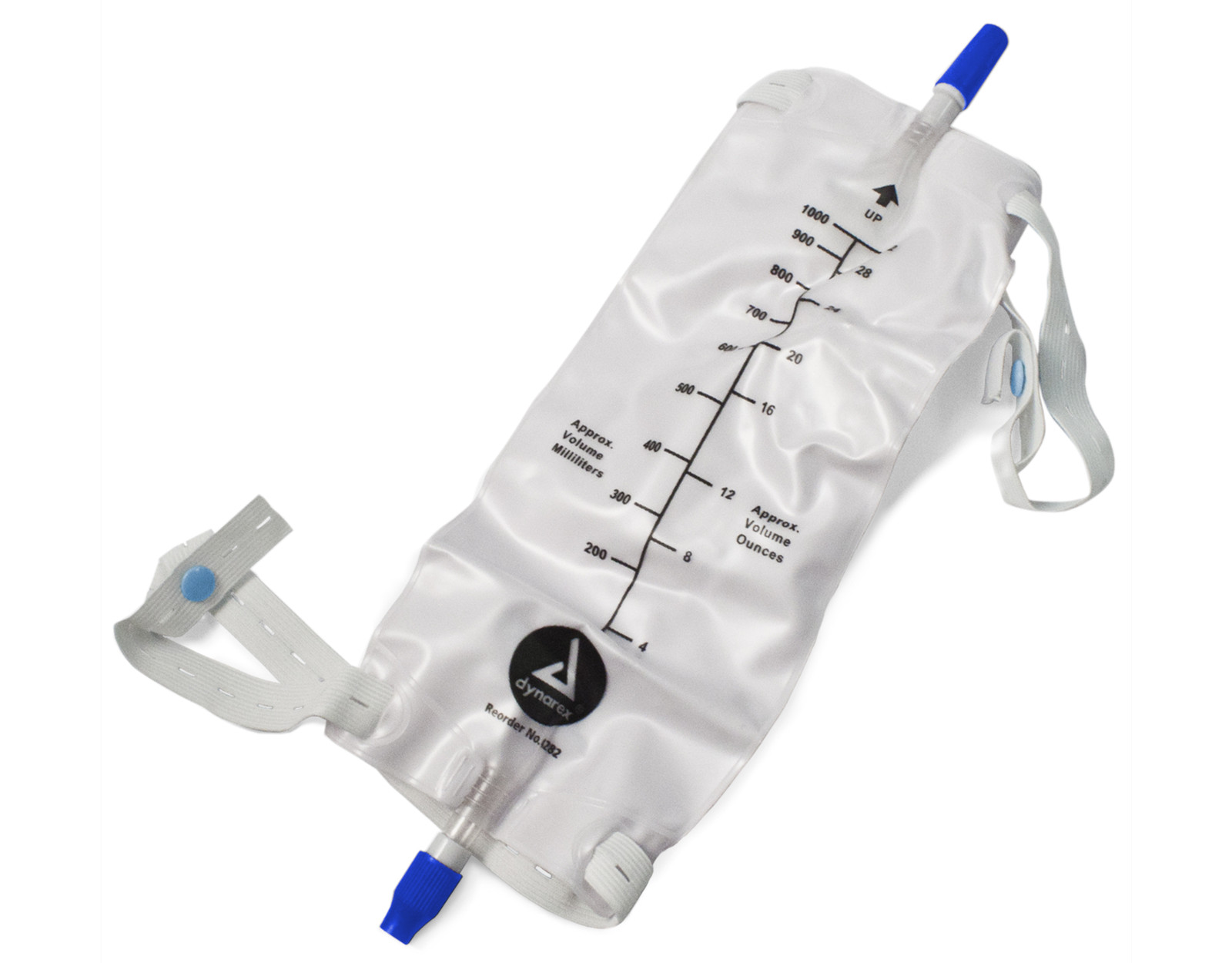 24 Pack Dynarex 1000ml Urinary Leg Bag Anti-Reflux Valve Sterile Fluid Pathway