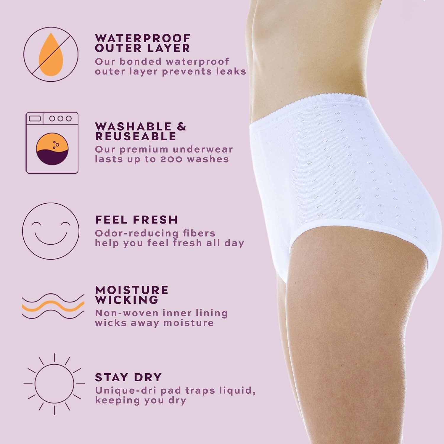 3-Pack Women’s Reusable Incontinence Briefs – Maximum Absorbency 600 ml 4XL