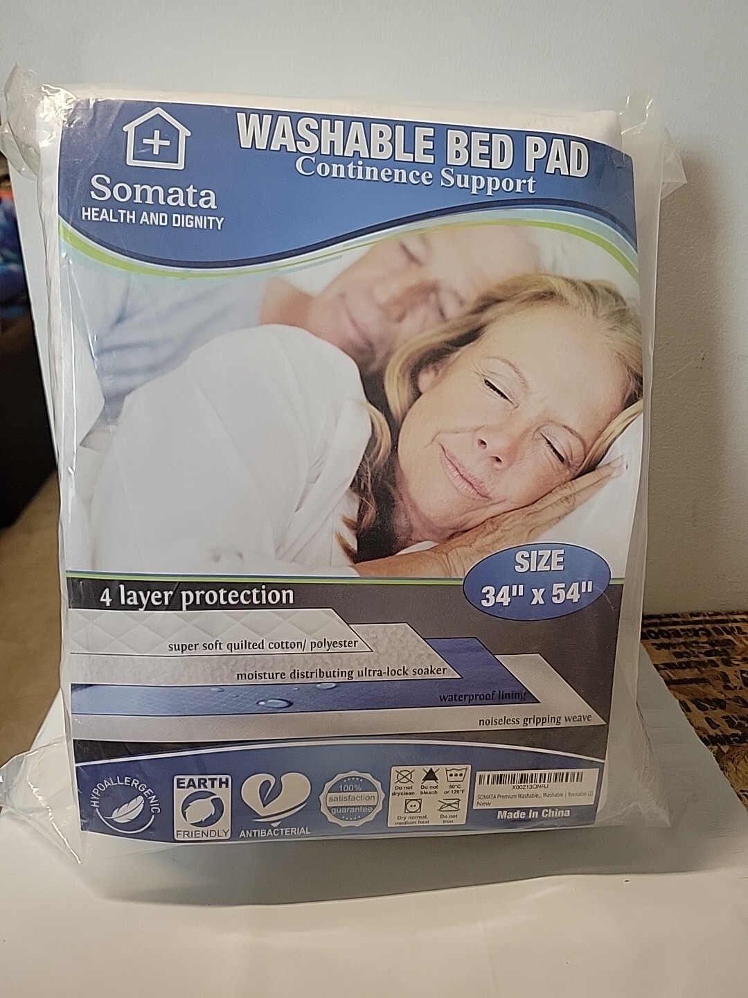 Somata 4 Layer Bed Pad Washable Waterproof 35″ X 54″ Continence Support