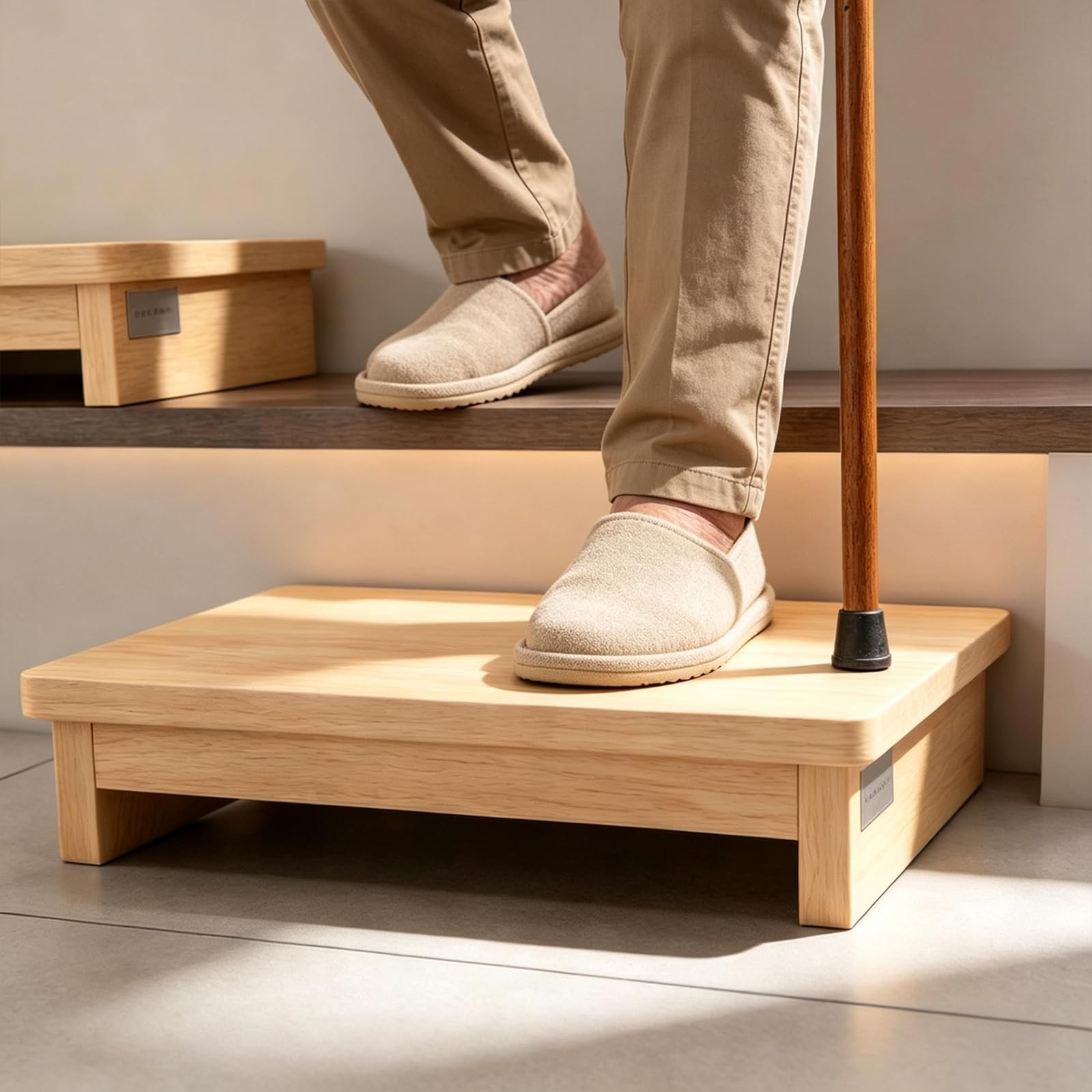 Wooden Step Stool 3.5″ Height 9.5″ Depth Non-Slip Rubber Feet – Safe Support
