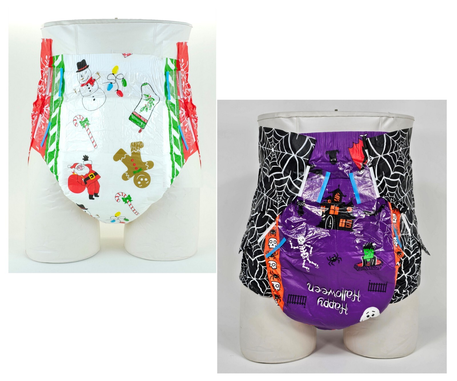 Adult Printed Christmas & Halloween Diapers Medium 28″-40″ ABDL 2 Single 10 Paks