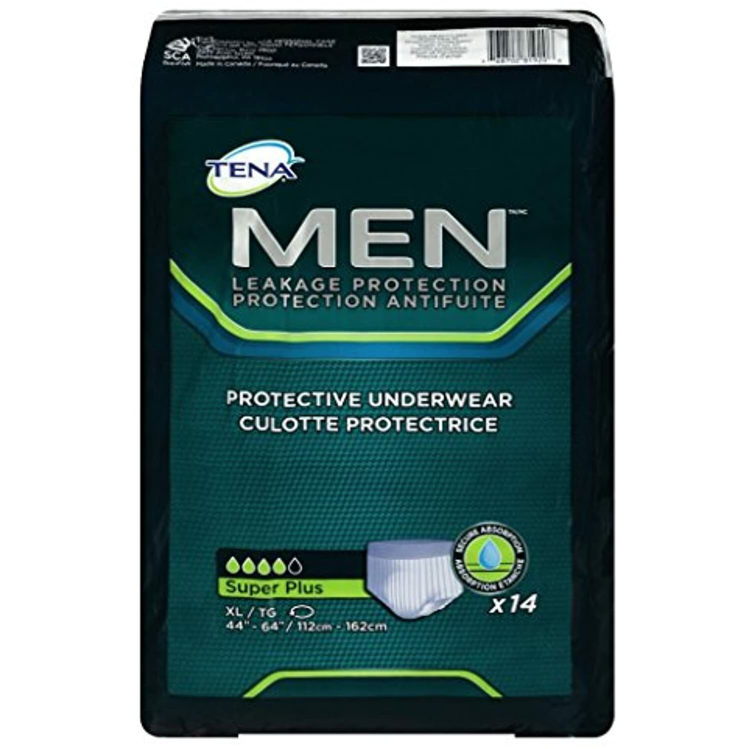 TENA Men Protective Underwear, Super Plus, XL 44 – 64 Inch Case of 56 #81920