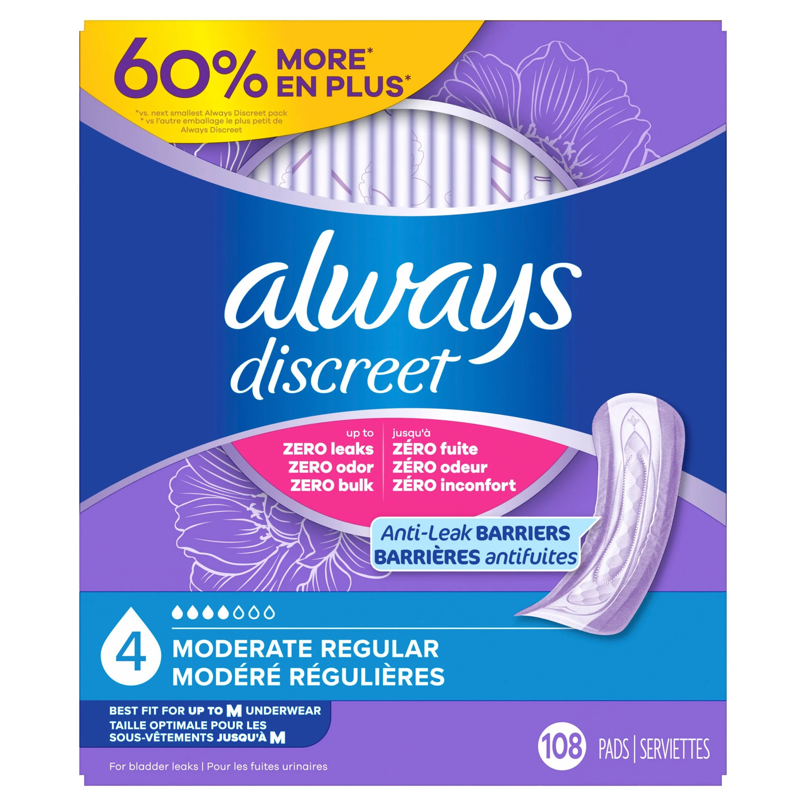 Pads, Moderate Absorbency, 108 Count