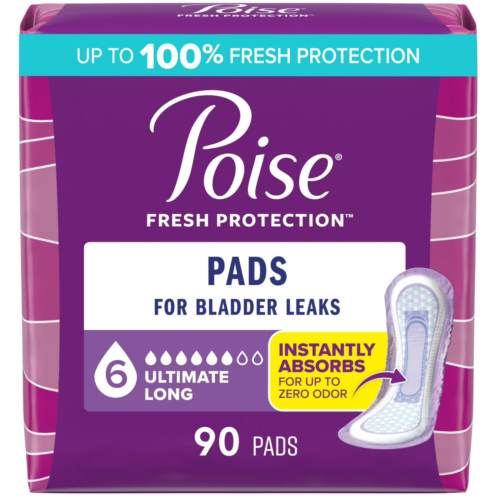 Poise Incontinence Pads Women 6 Drop Ultimate Absorbency Long Length 90ct Value