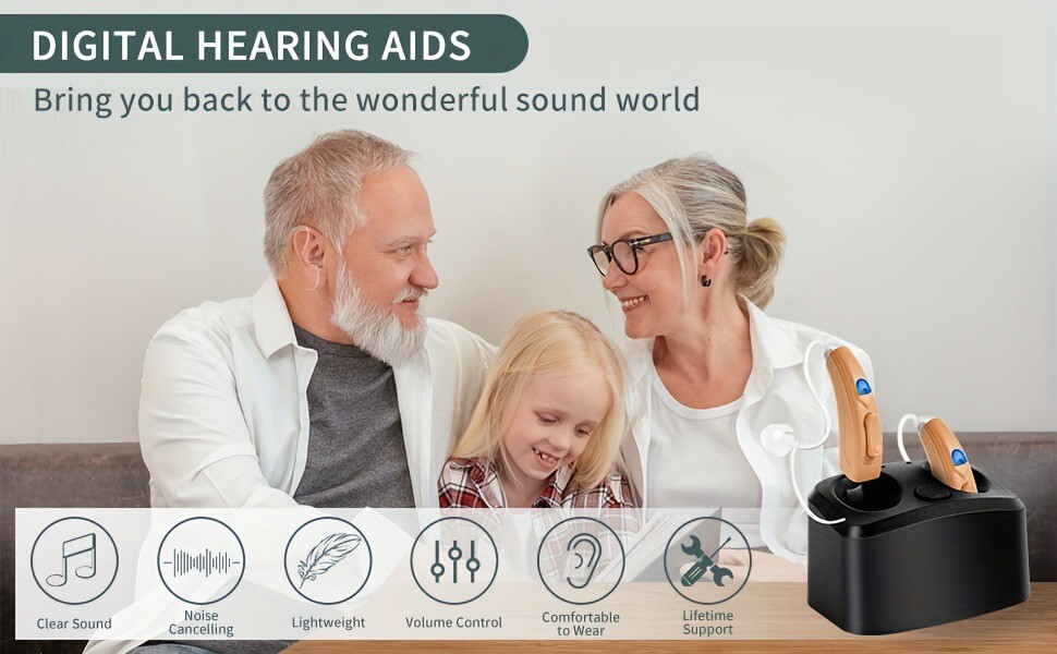 Seniors Rechargeable BTE Hearing Aids Noise Reduction And Volume Control Easily