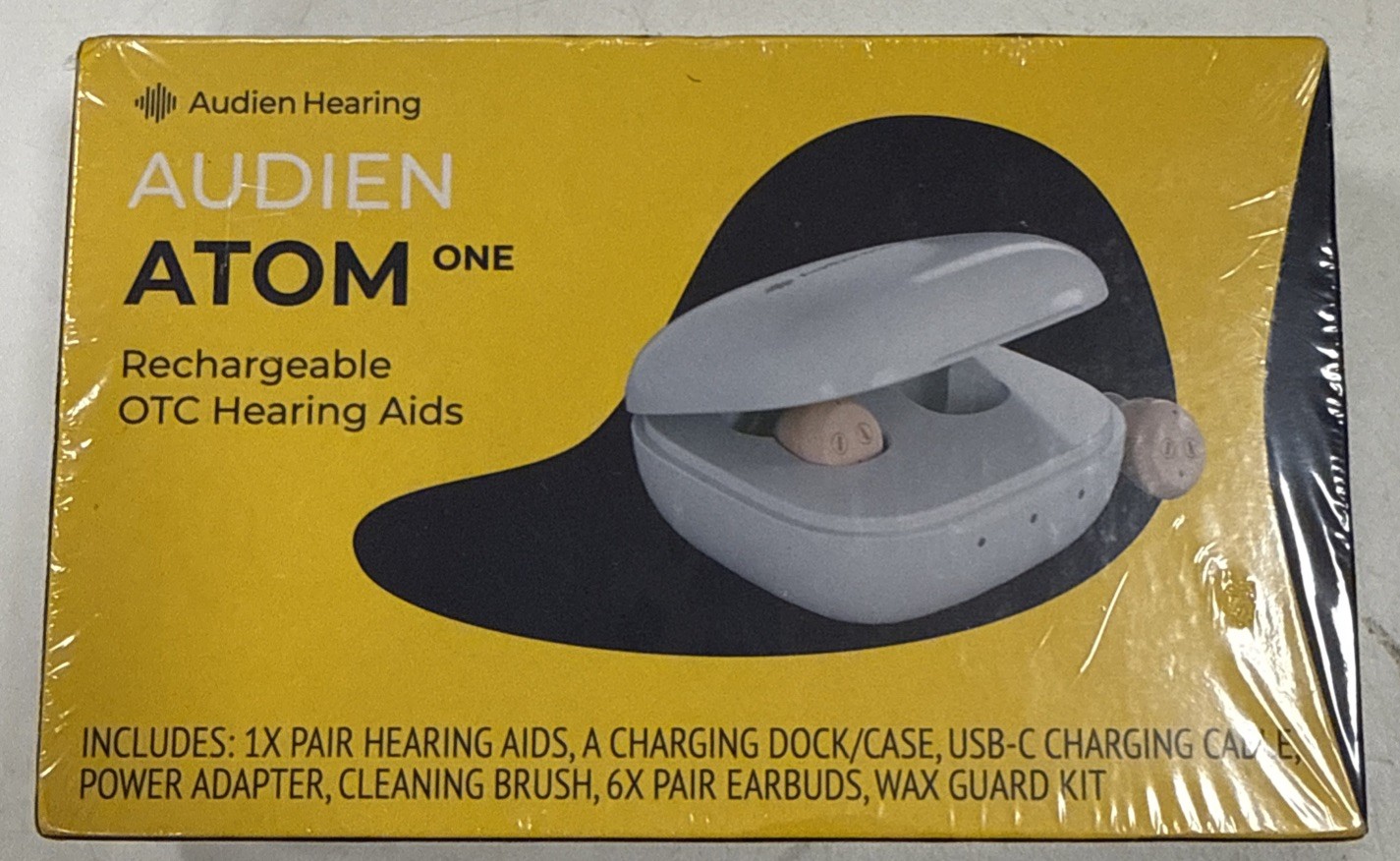SEALED Audien Atom One OTC Hearing Aids Wireless – Rechargeable – Beige