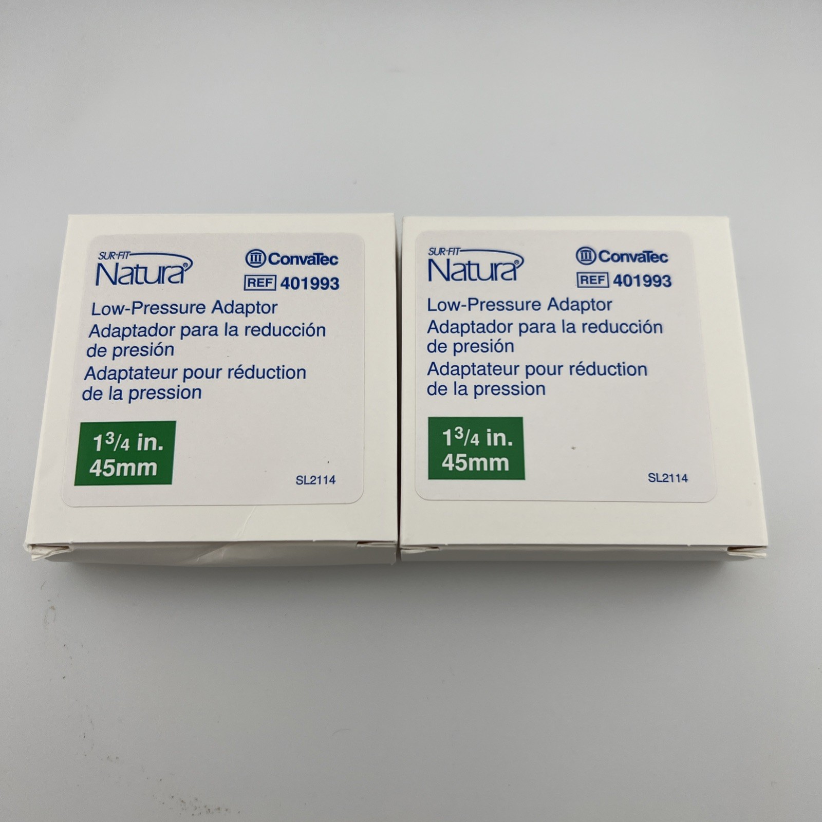 2 Pack 401993 Convatec Natura Sur-fit Low Pressure Adaptor 1 3/4” 45mm NEW