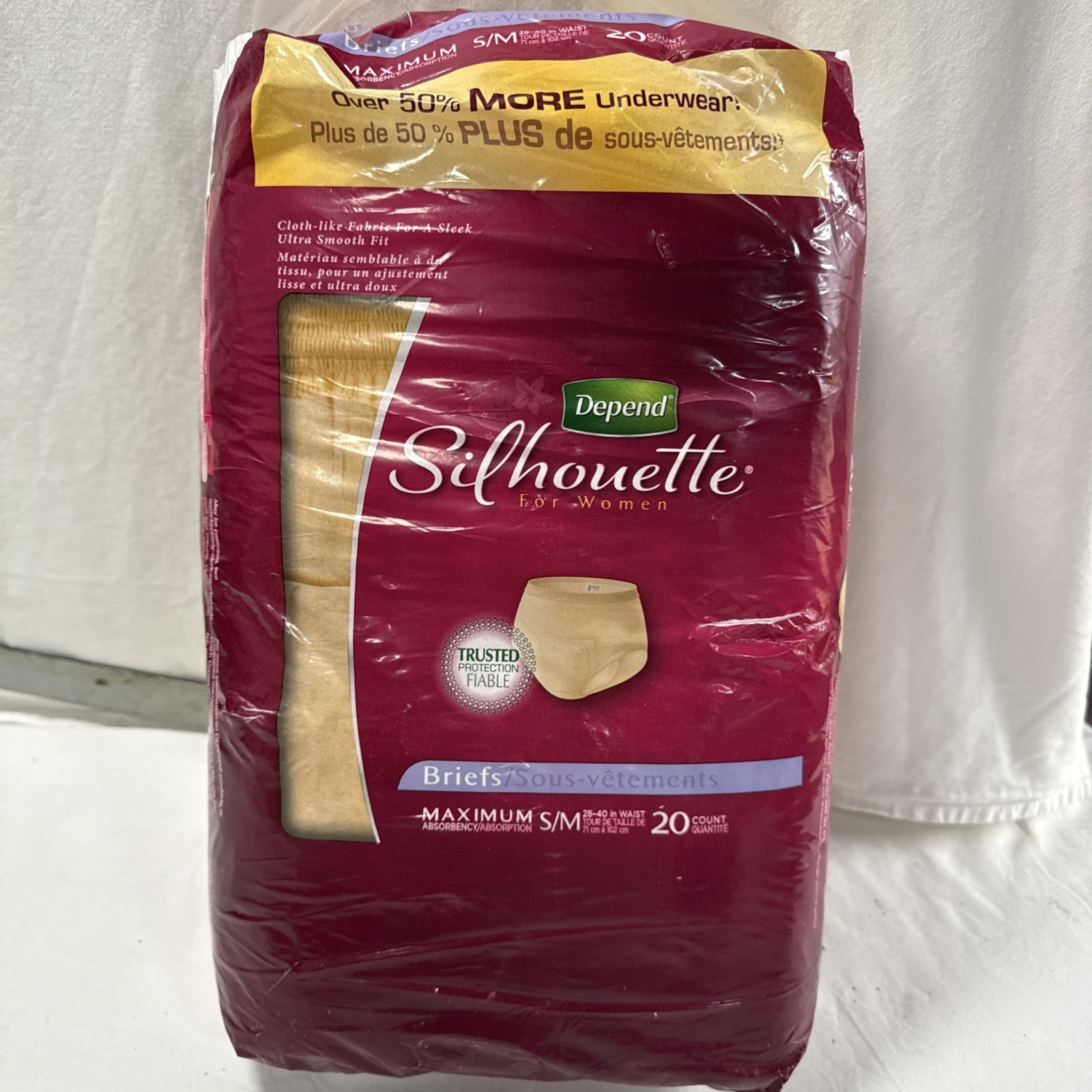 Depend Silhouette Adult Incontinence Underwear for Women, Medium 28/40 Waist