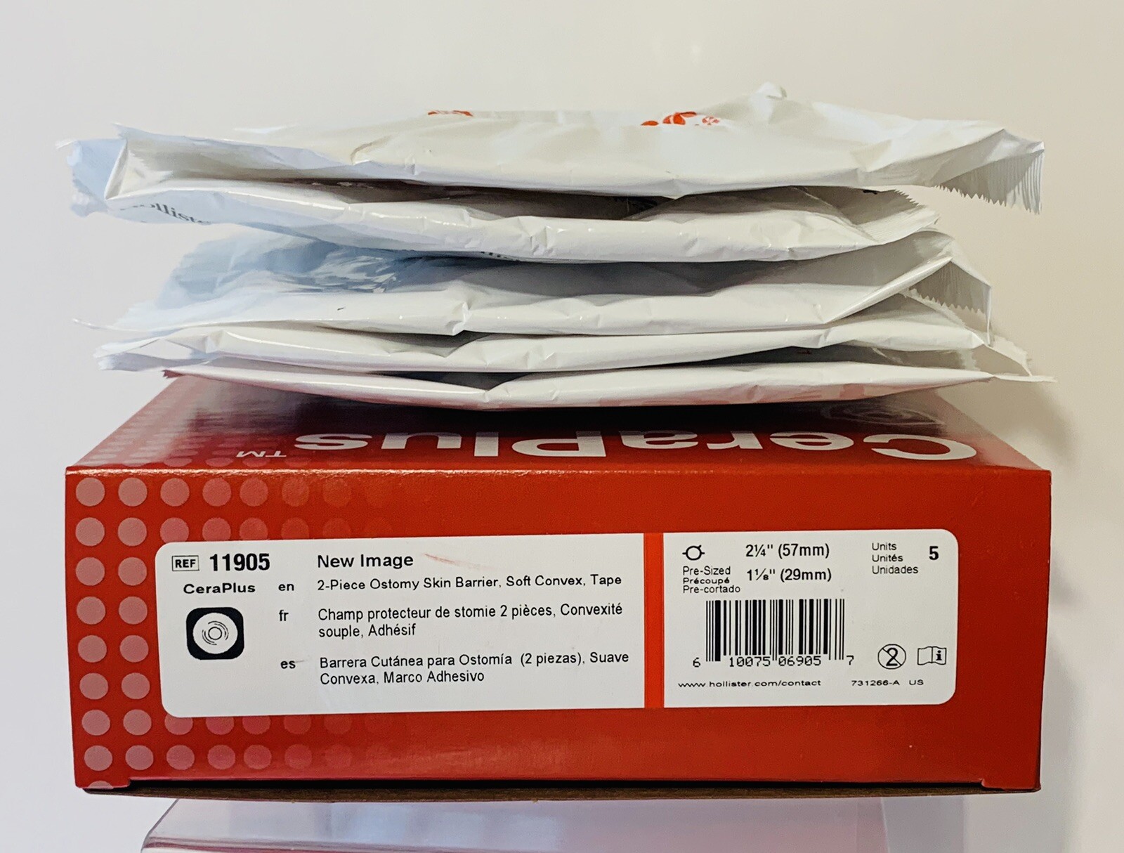 10 HOLLISTER 11905 New Image CONVEX Skin Barriers 2-1/4” Flange PreSized 1-1/8″