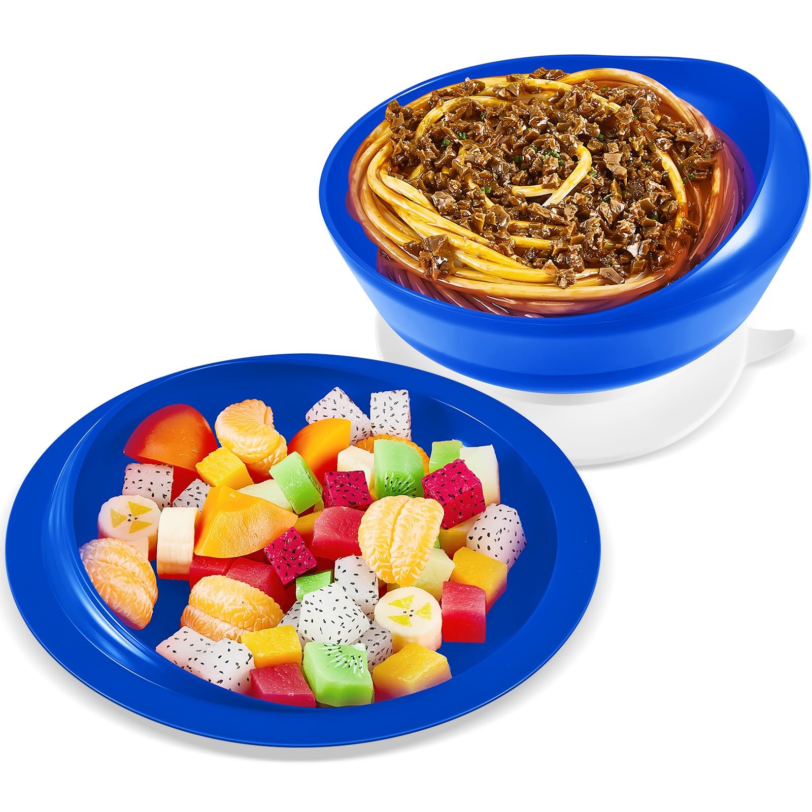 1 Set Adaptive Spill Proof Scoop Bowl and Plate Set with Suction Base Non Ski…