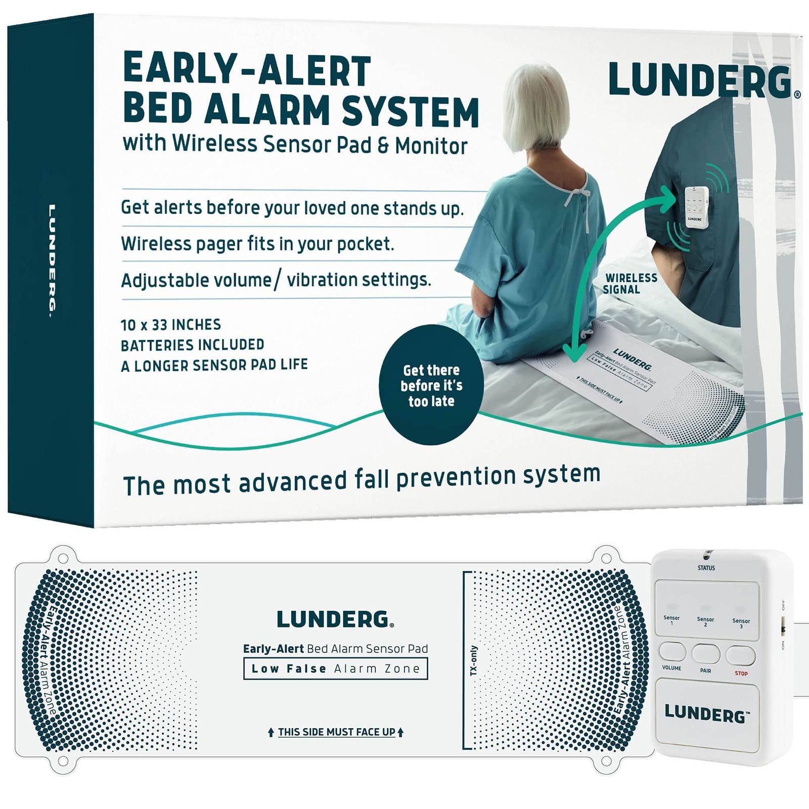 Early Alert Bed Alarm for Elderly Adults – Wireless Sensor Pad & Pager – with…