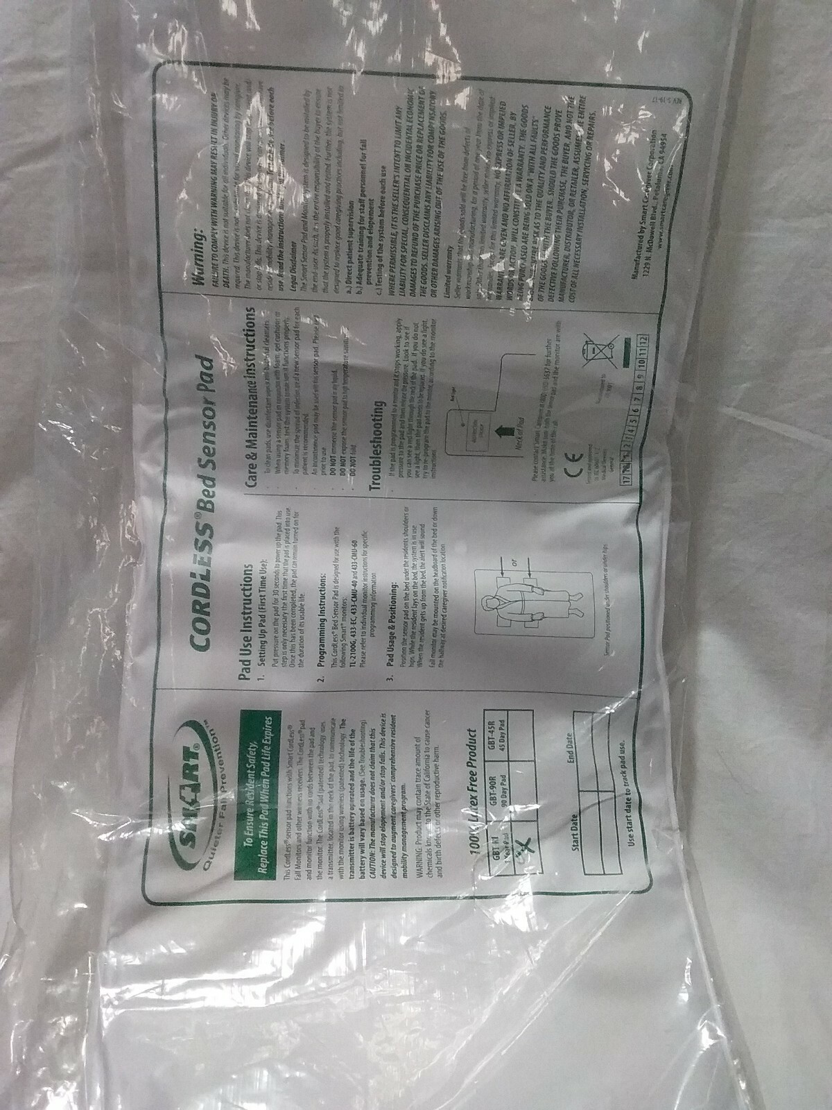 Smart GBT-RI V4 Cordless 1 Year Bed Sensor Pad w/ Transmitter –s002-jj Zz