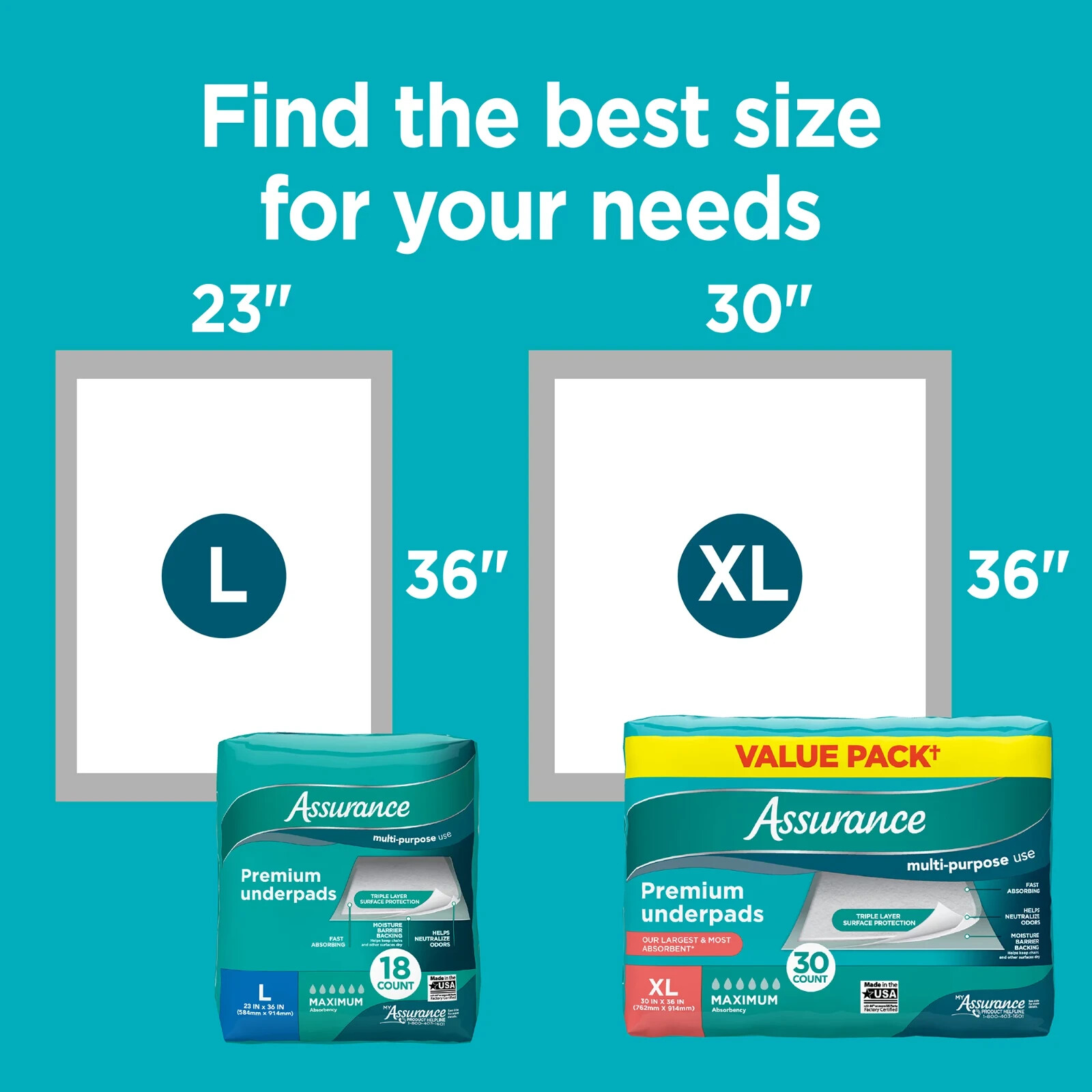 Equate Assurance Underpads, 108 Count – Premium Maximum Absorbency -Size L 6x 18