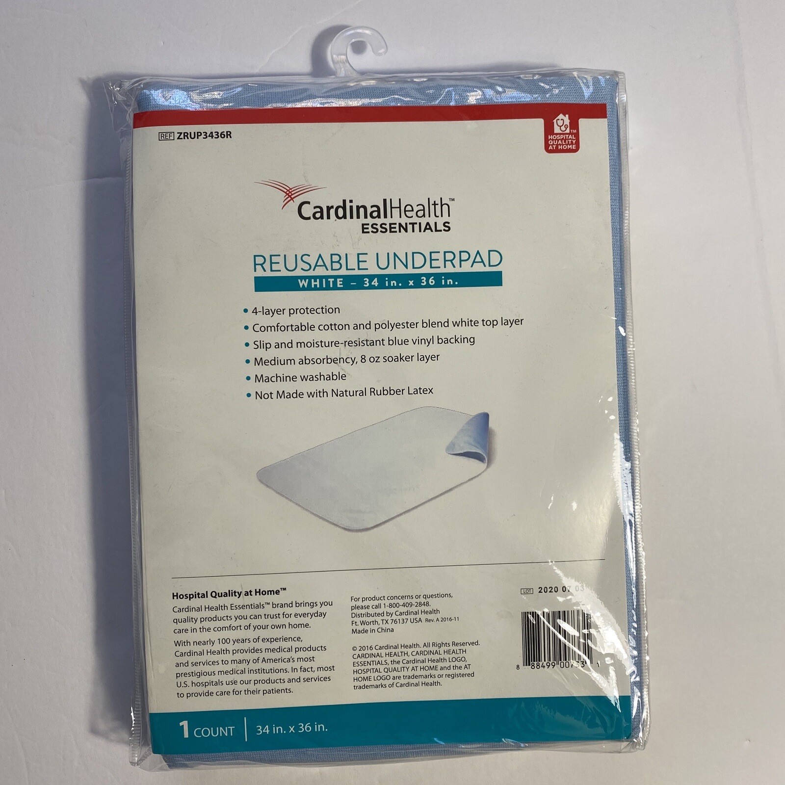 Cardinal Health Essentials 34″ x 36″ Reusable Underpad Bed Pad Washable