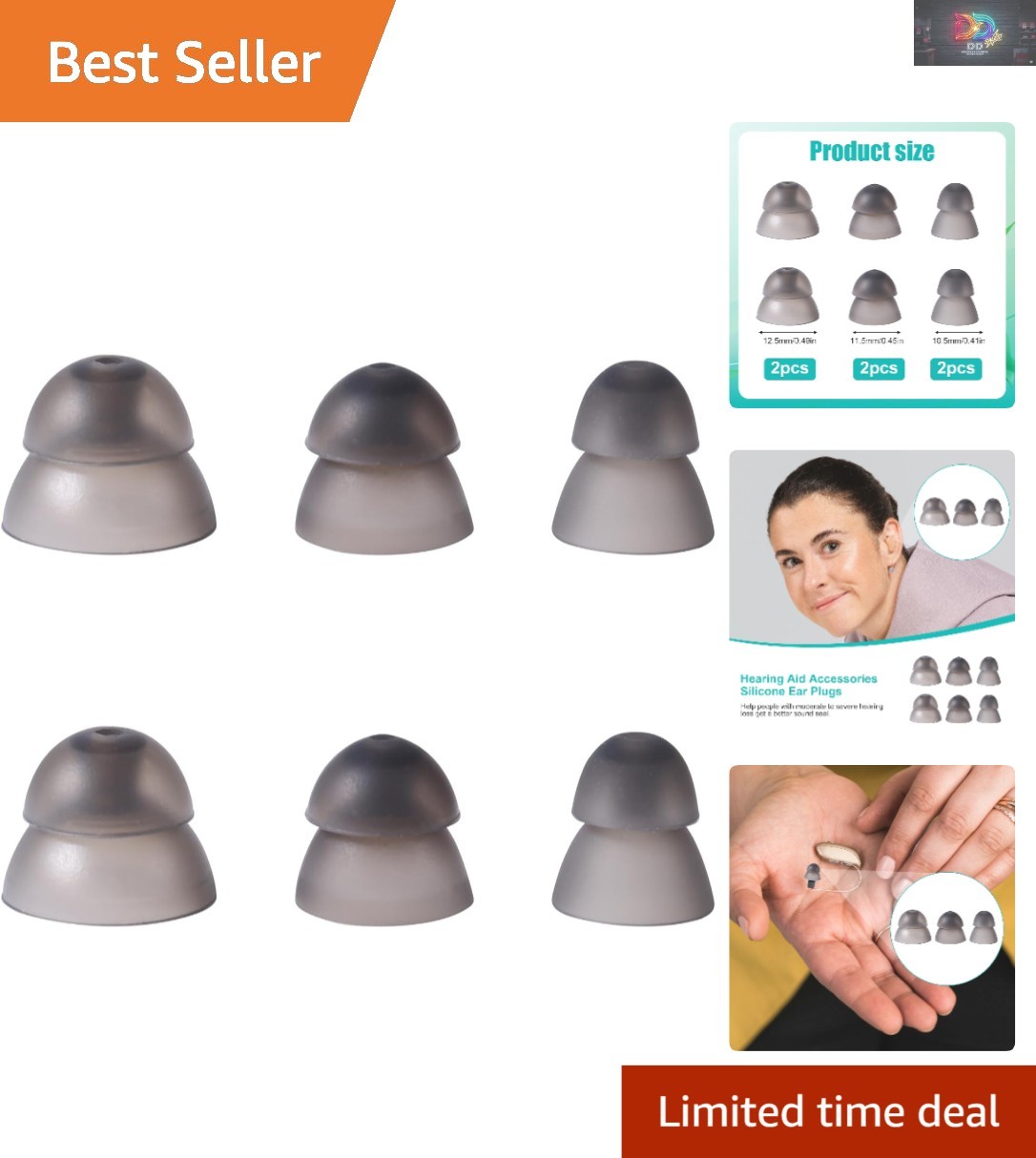 6-Pack Silicone Hearing Aid Domes – Comfortable Replacement Ear Tips in Multi…