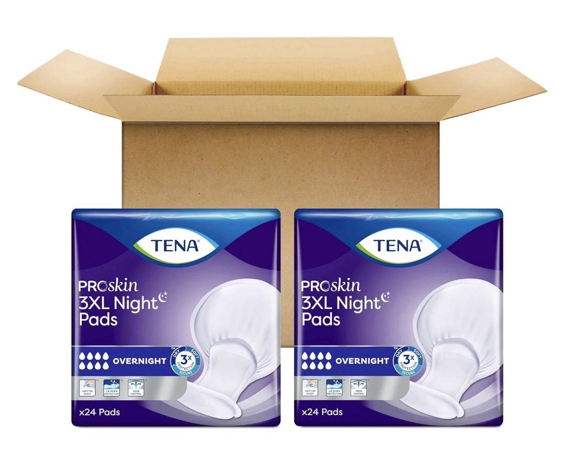 Tena ProSkin 3XL Night Pads, Unisex, Overnight Absorbency, 48 Count FAST SHIP