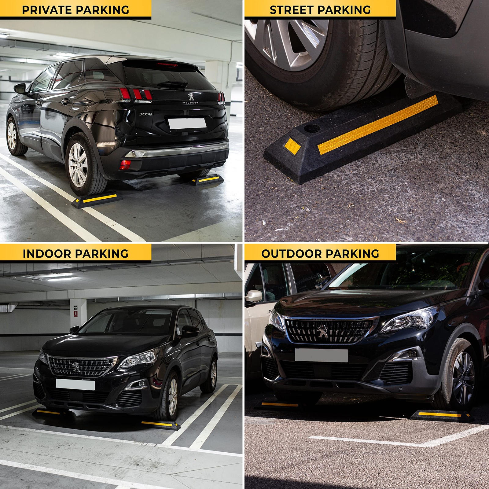 Heavy Duty Rubber Parking Guide – 2 Pcs Premium Quality Durable Car Garage Wh…