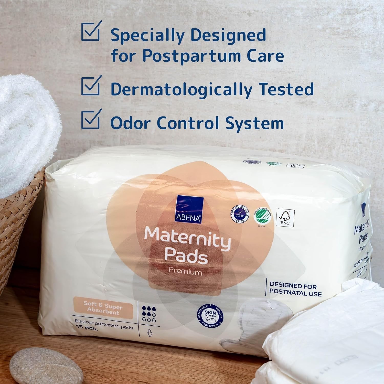 15 Count Maternity Pads – Breathable & Dermatologically Tested Comfort
