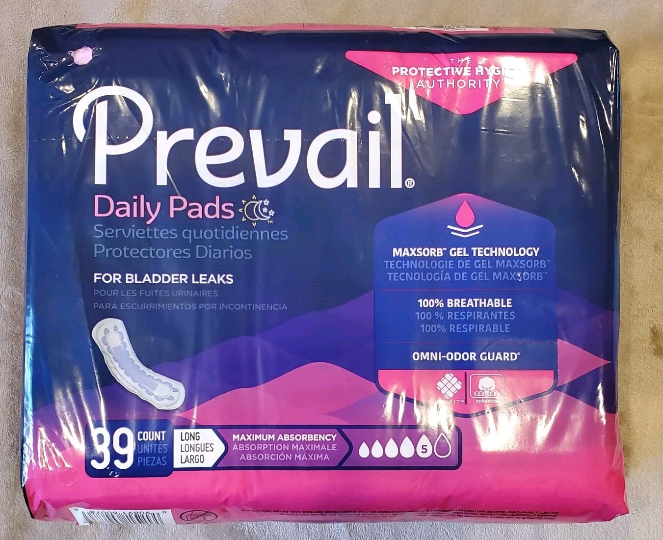 Prevail Maximum Long Bladder Control Pads, 39 count , Maximum Absorbency.