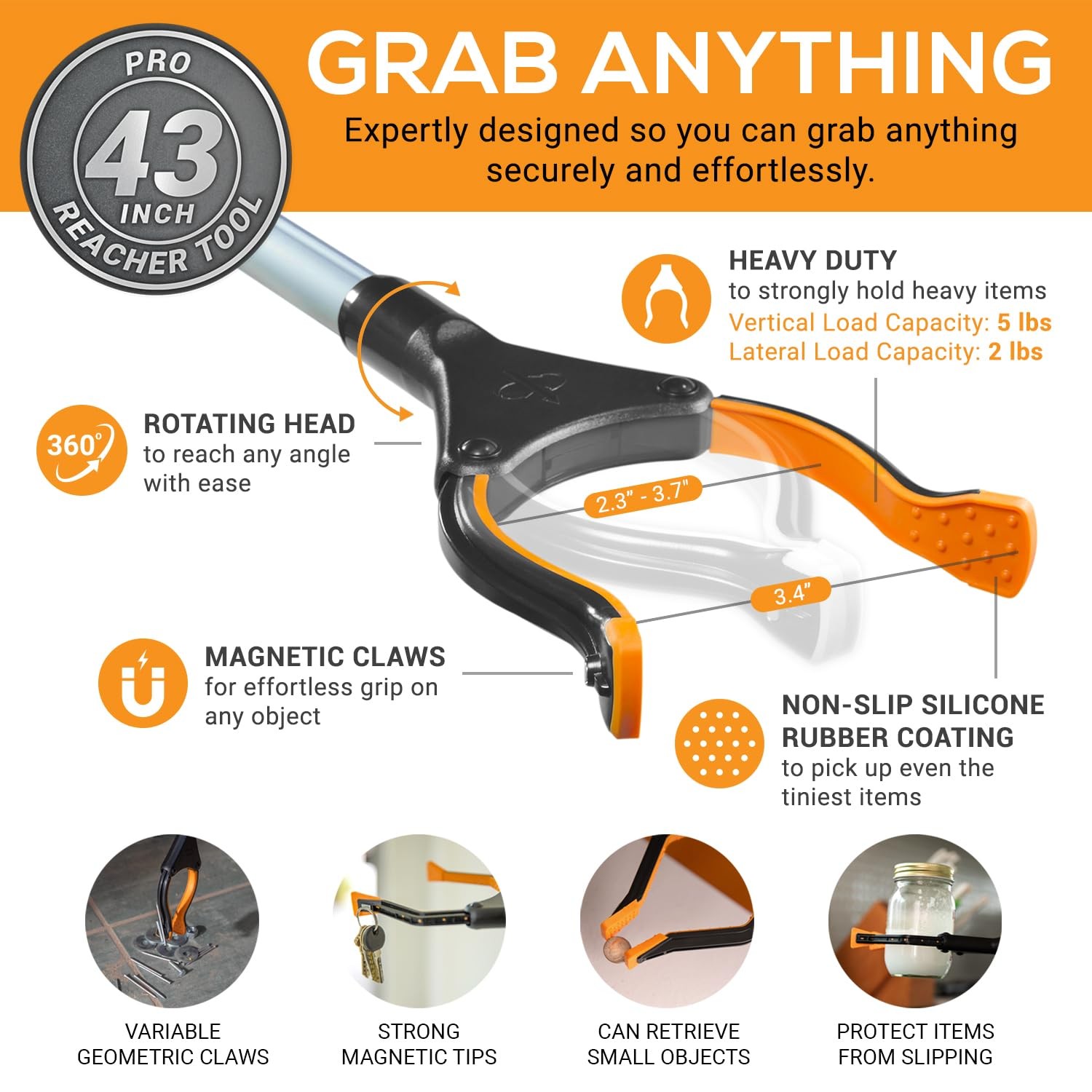 Herramienta Relevadora Plegable De 109 CM Para Ancianos Y Recogida Basura