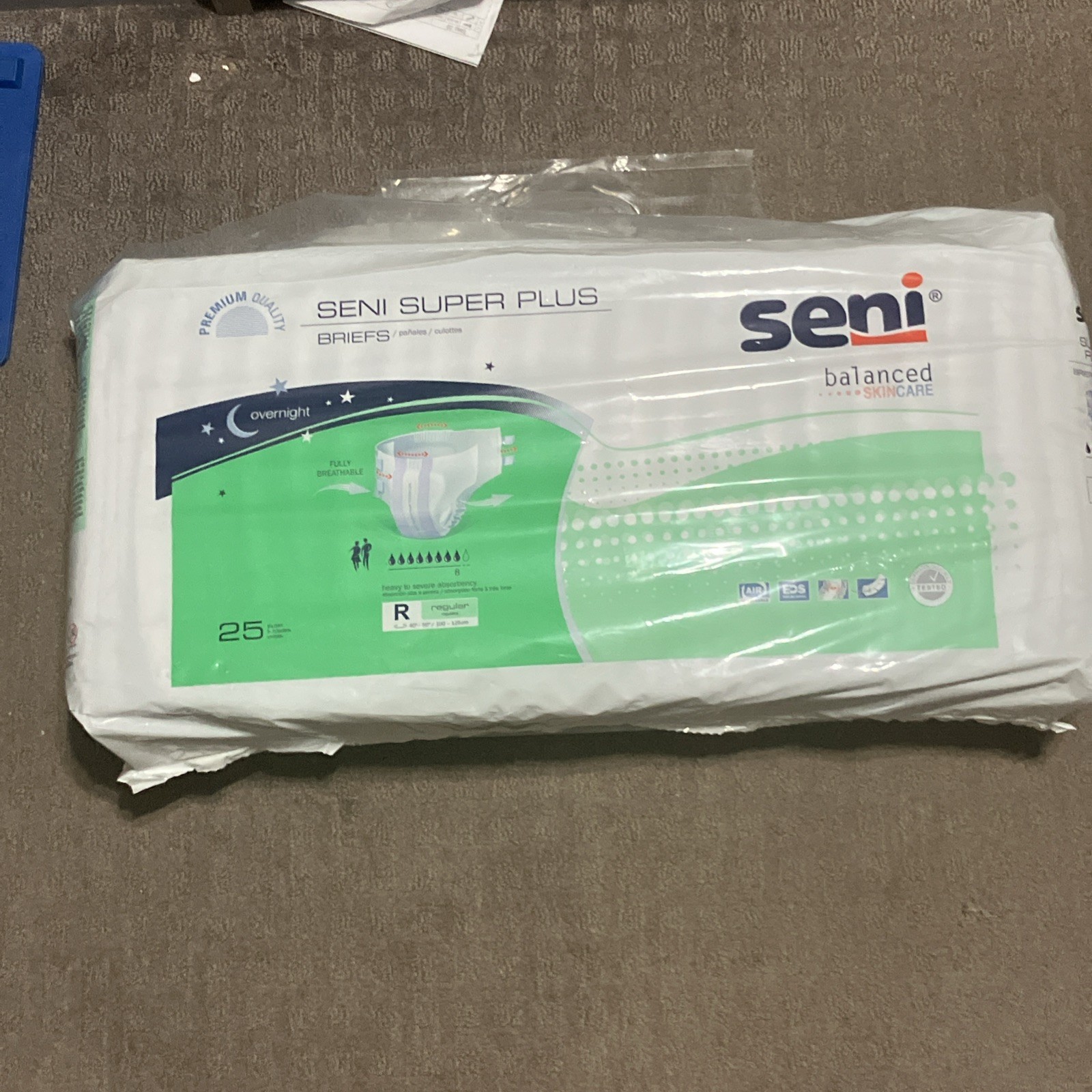 Seni Super Plus Unisex Adult Incontinence Briefs with tabs, Regular (40-50”)