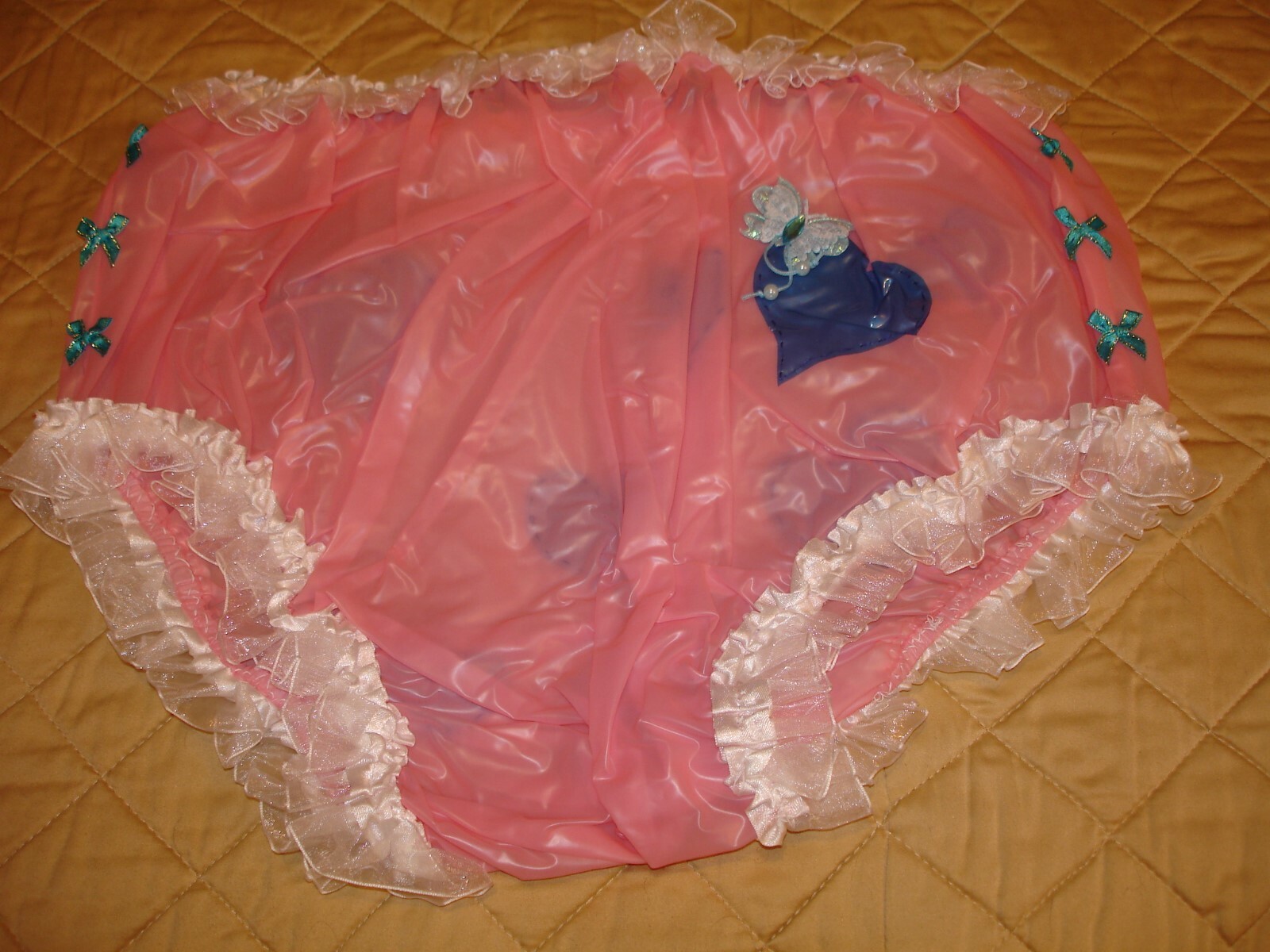 plastic pants adult  x large solid color light pink designed pvc