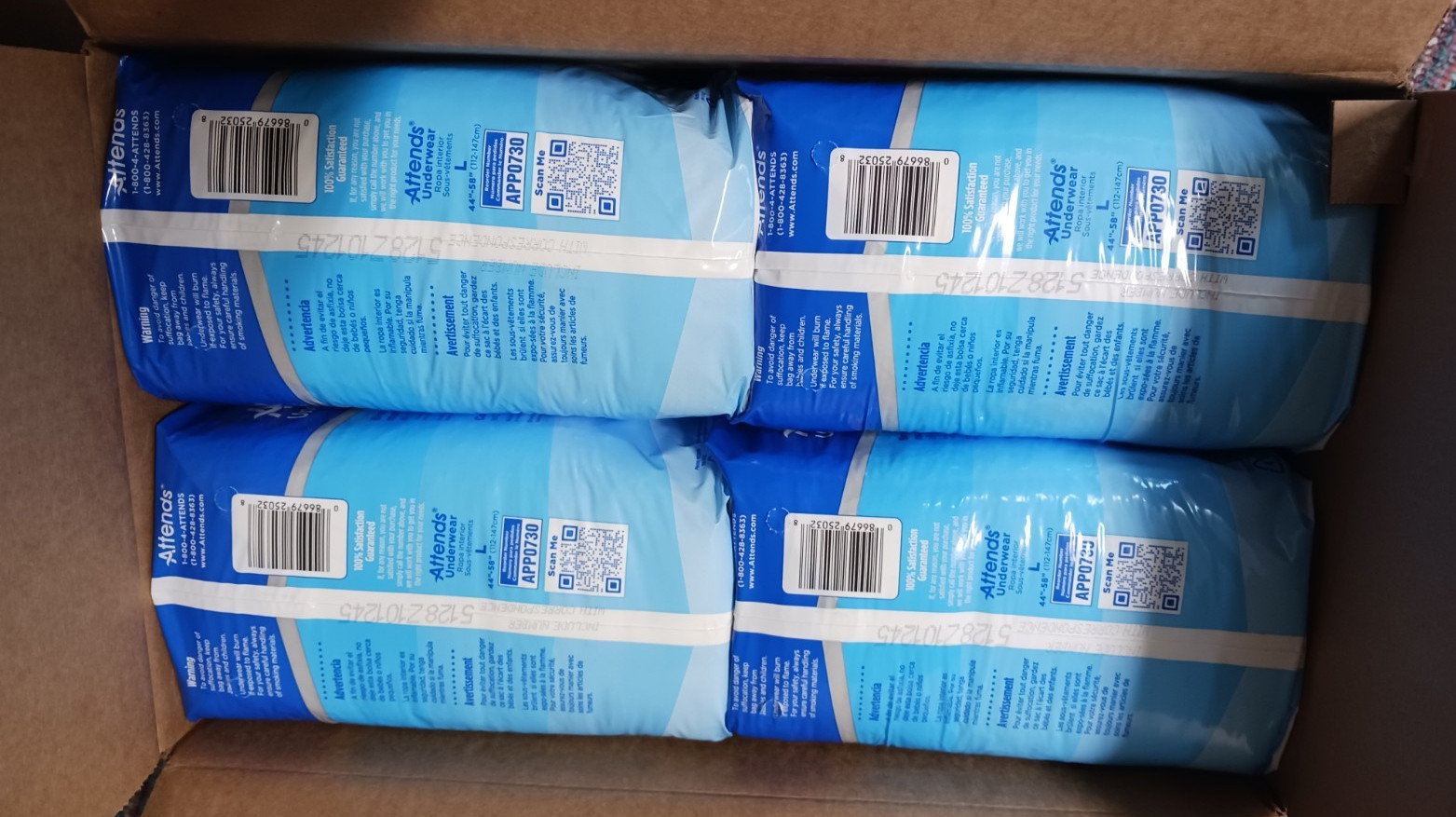 Attends Adult Diapers Underwear Large. Ultimate Absorbency Pull-ups 72 (18×4)