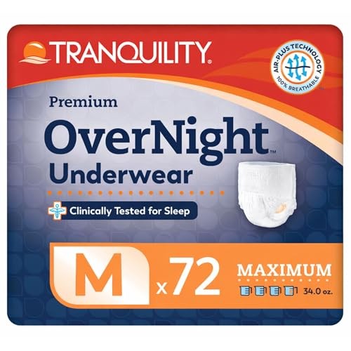 Tranquility Premium OverNight Underwear Medium 72 Count Maximum Absorbency