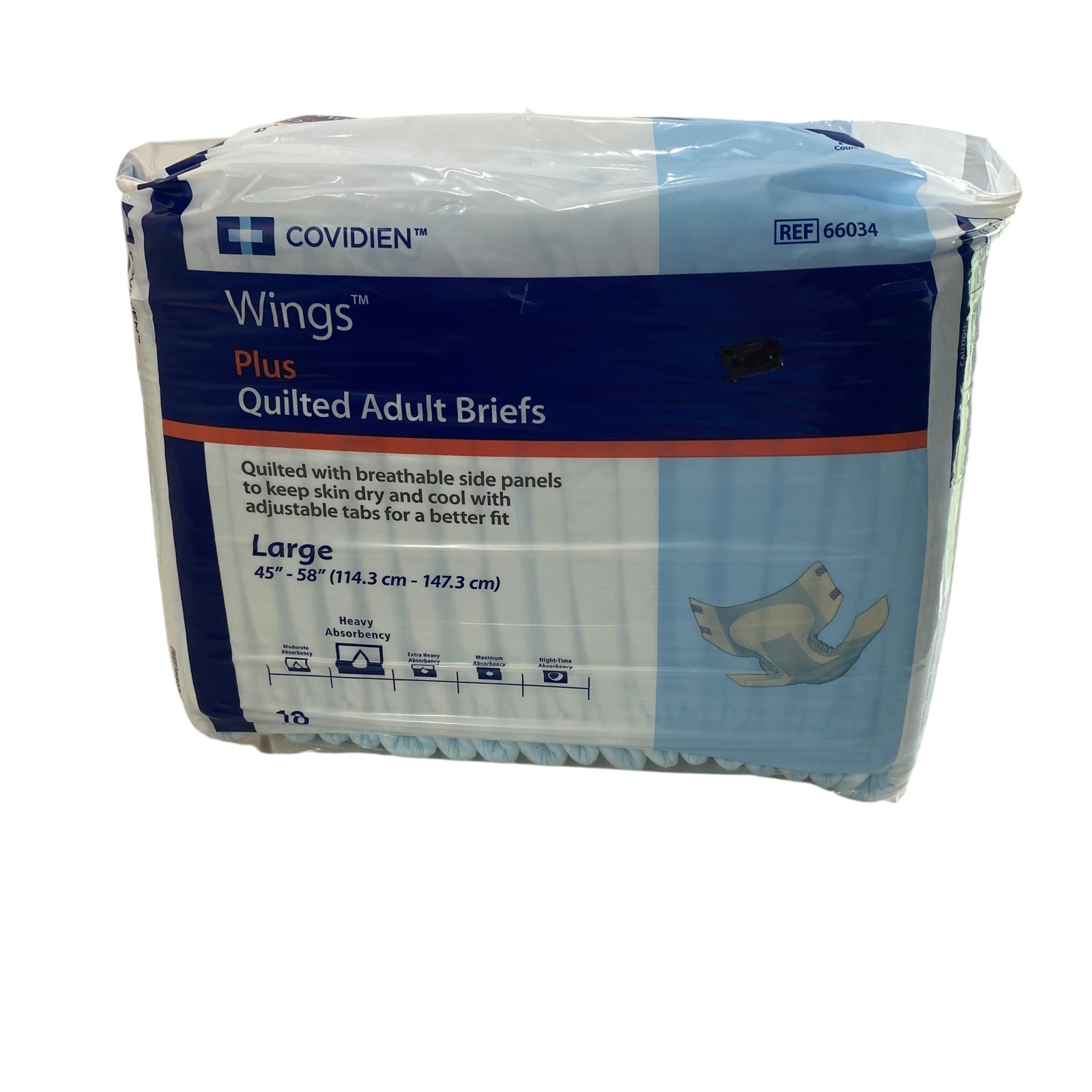 Covidien Adult 18 Ct Quilted Disposable Briefs With Side Panels Sz Large 45″-58″