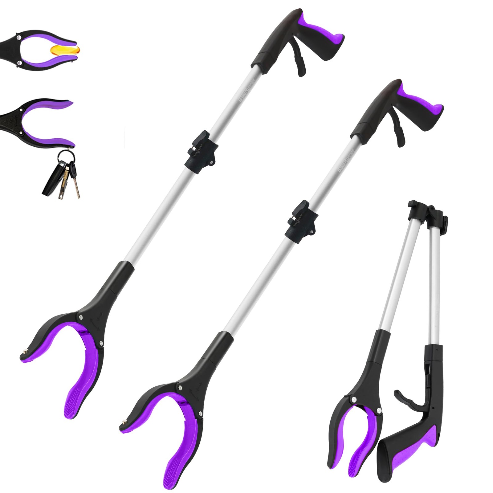 2 Pack 32 inch Heavy Dutyup to 10 lbs Reacher Grabber Tool with Strong Magnet…