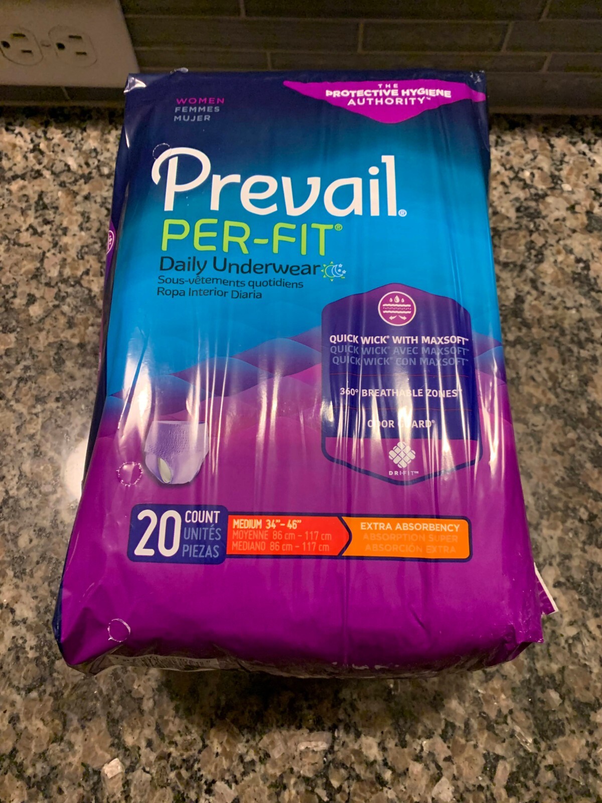 Prevail pre-fit Protective daily Underwear Med. 20 count