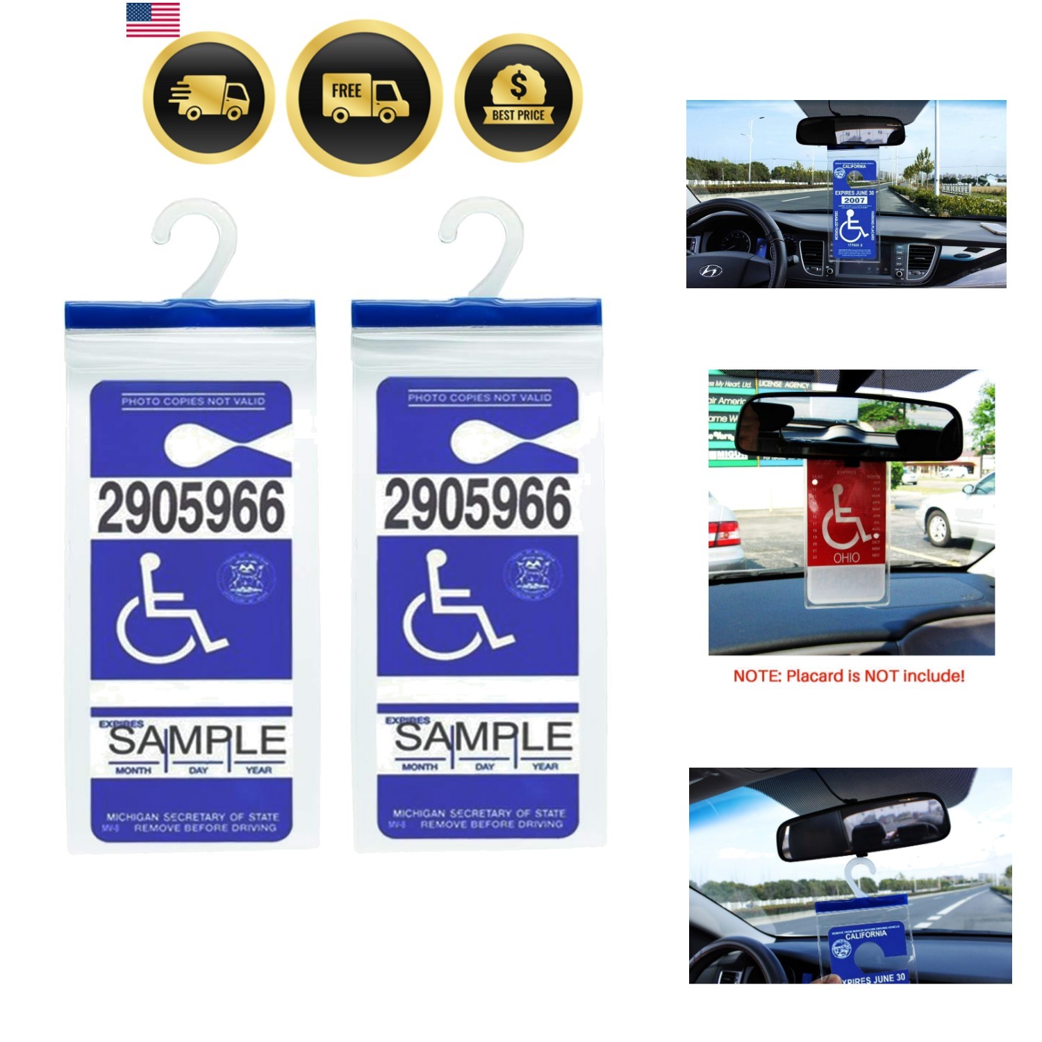 Handicap Parking Placard Holder – Disabled Parking Permit Holder Hanger Sleev…