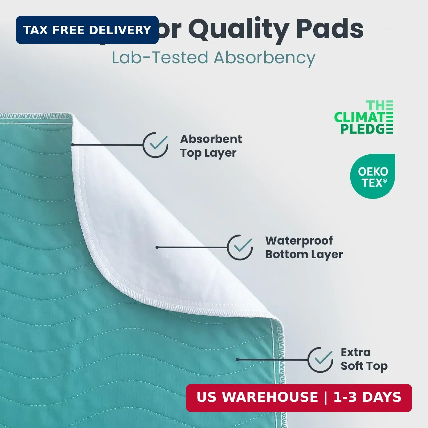 Bed Pads Washable Waterproof 34″ x 36″ (Pack of 2) – Incontinence Bed Pads for A