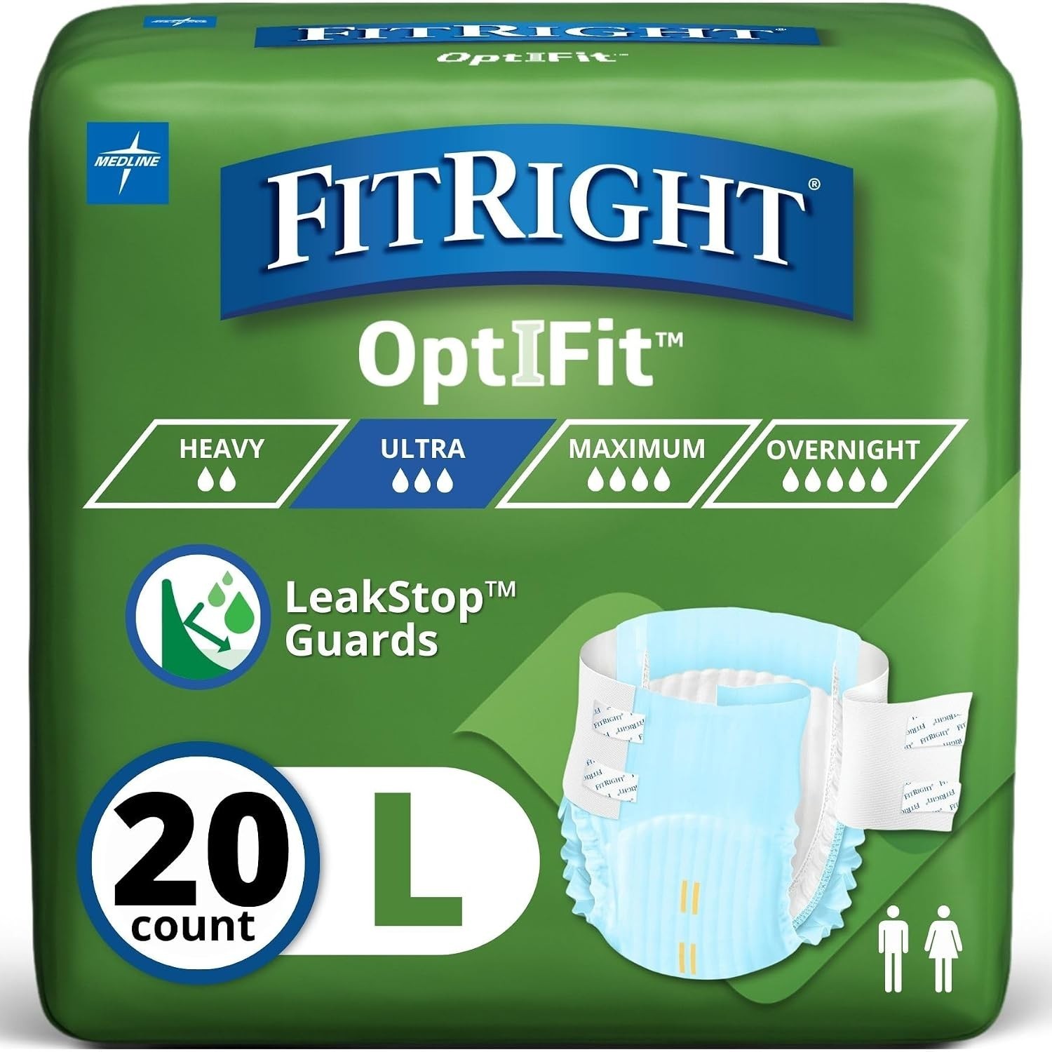 All-Day Comfort Incontinence Briefs, Size L, 20 Count with 4D-Core Technology