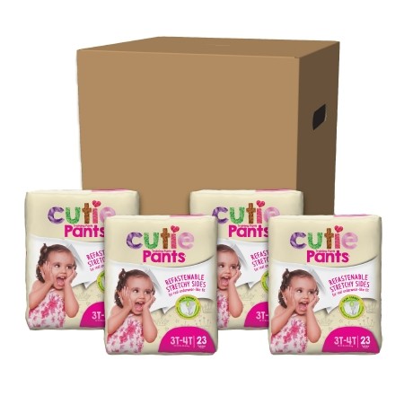 Female Toddler Training Pants Cutie Pants® Size 3T to 4T Disposable Heavy Absorb