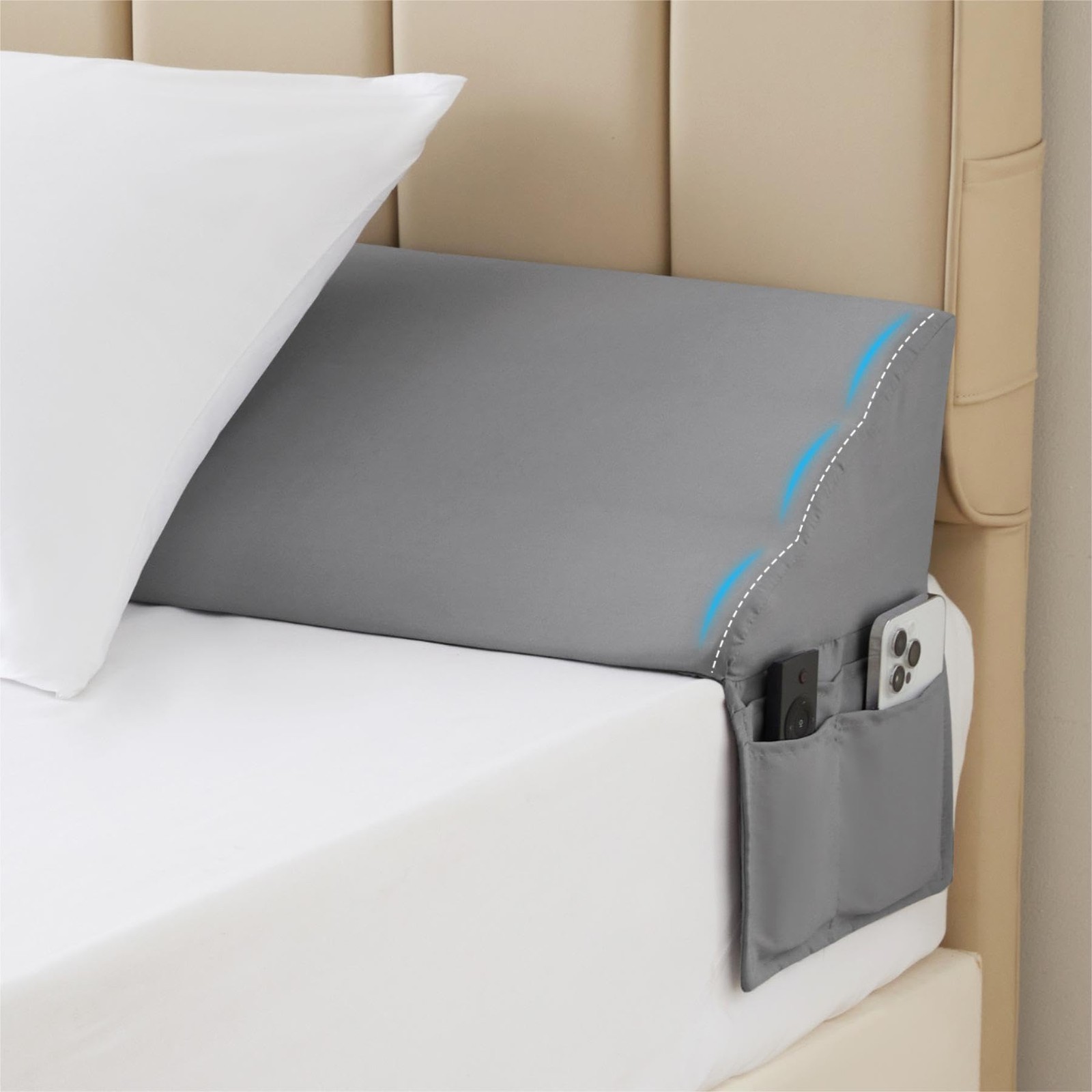 Megcxit Queen Bed Wedge Pillow For Headboard 60X10X6 Bed Gap Filler Headboard
