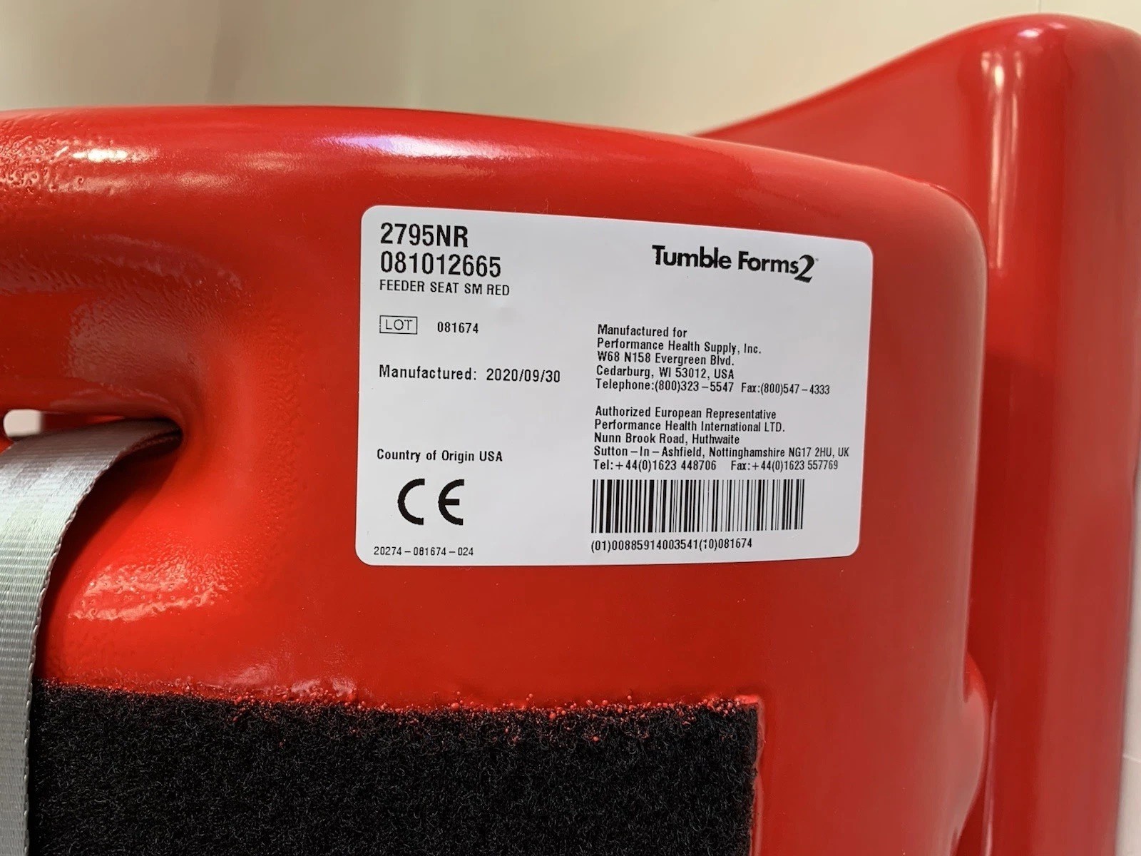 TUMBLE FORMS 2 Small Red Feeder Seat & Positioner Base Excellent Condition USA