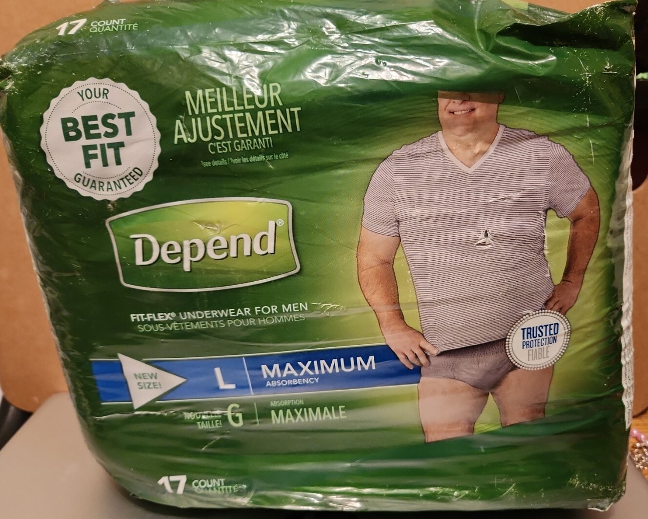 Depend Fit-Flex Incontinence Underwear for Men Size L – 17ct. x 2 Packs