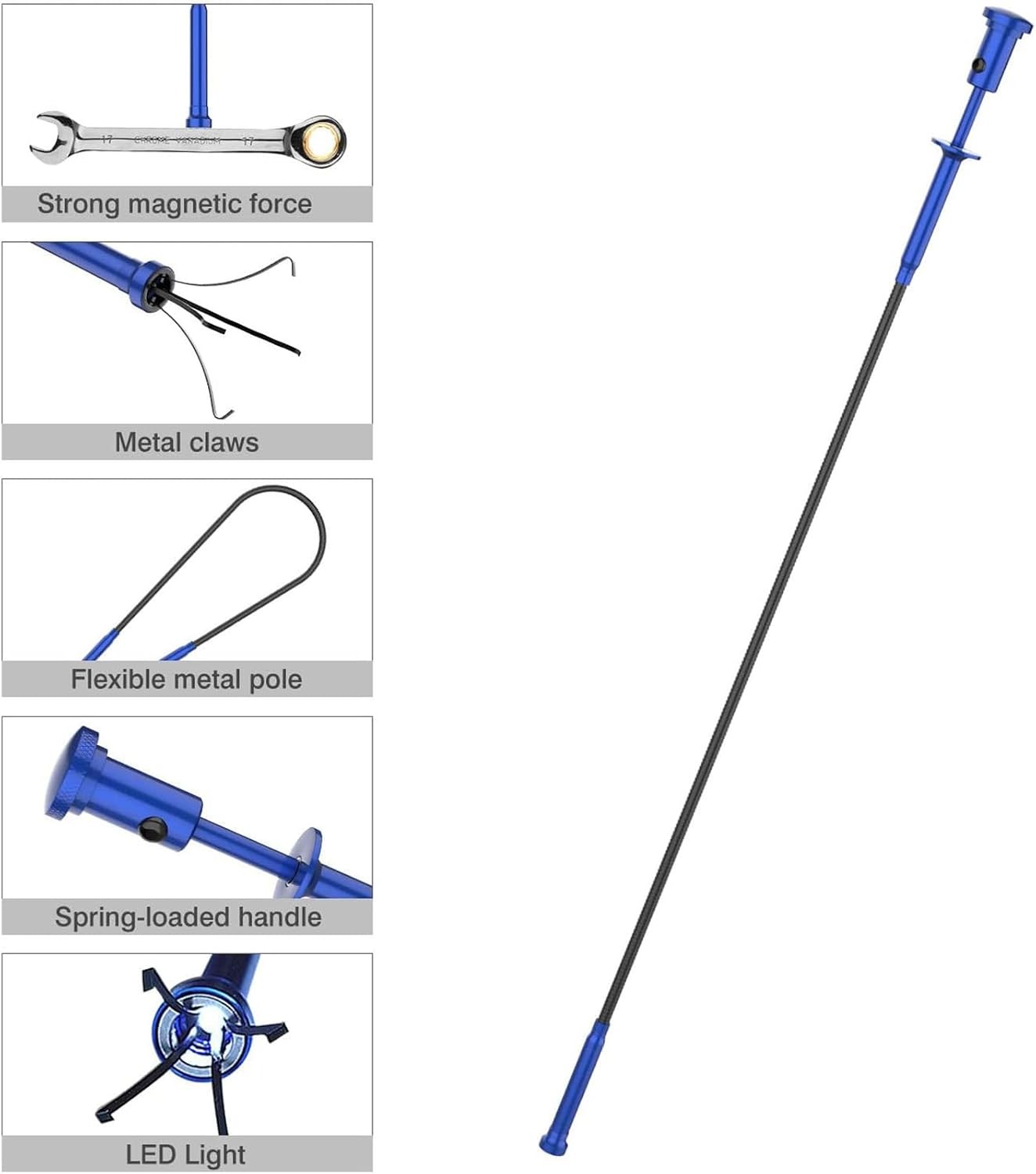 Grabber Tool Magnetic Four-claw Picker, Bendable Hose Reacher Pickup Sweeper