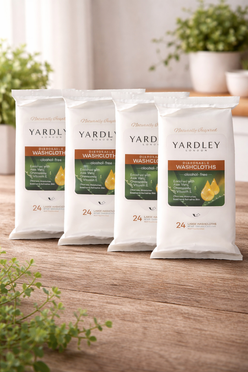 4 packs Disposable Washcloths 24/Pk by Yardley London 4 × 24 count= 96 washcloth