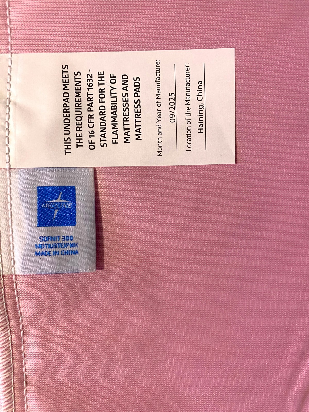 Medline Sofnit 300 Reusable Underpad Light Pink Waterproof Quilted Pad 32″x35″
