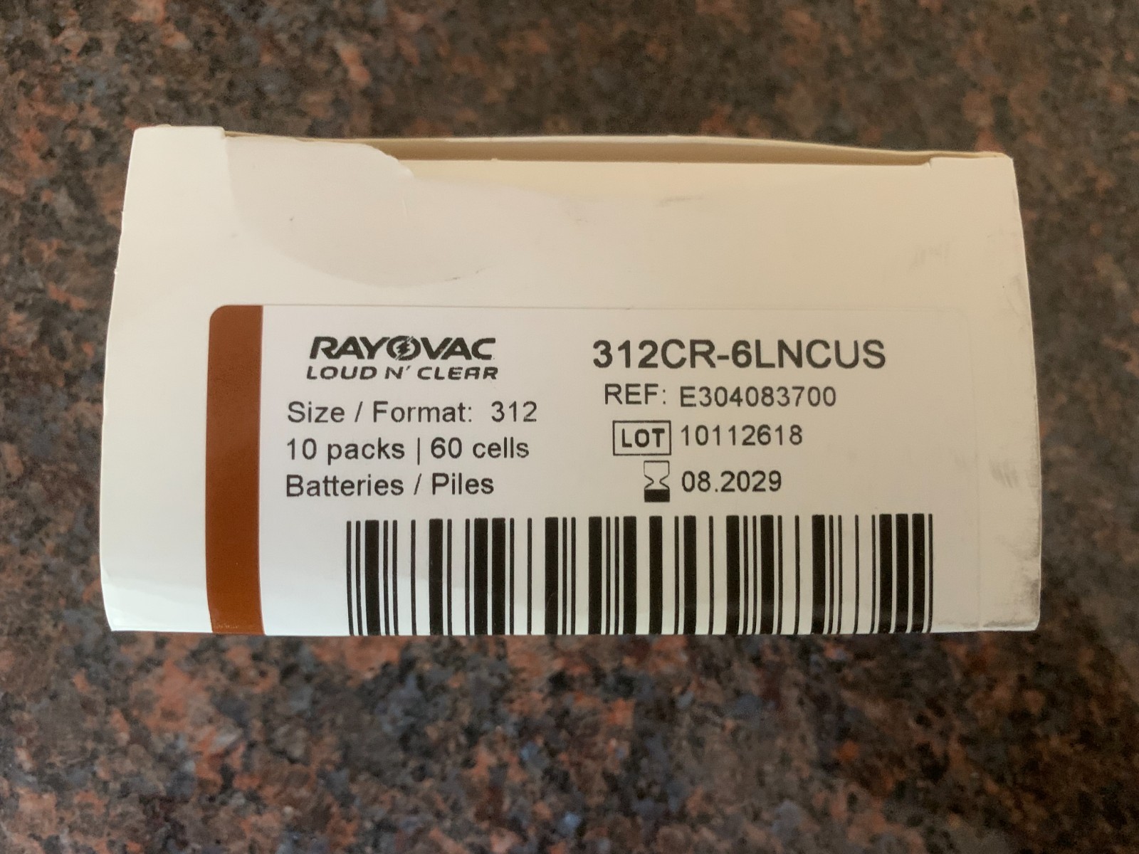 60 HEARING AID BATTERIES Size 312CR-6L RAYOVAC exp AUG 2029 NEW FRESH! Fast Ship