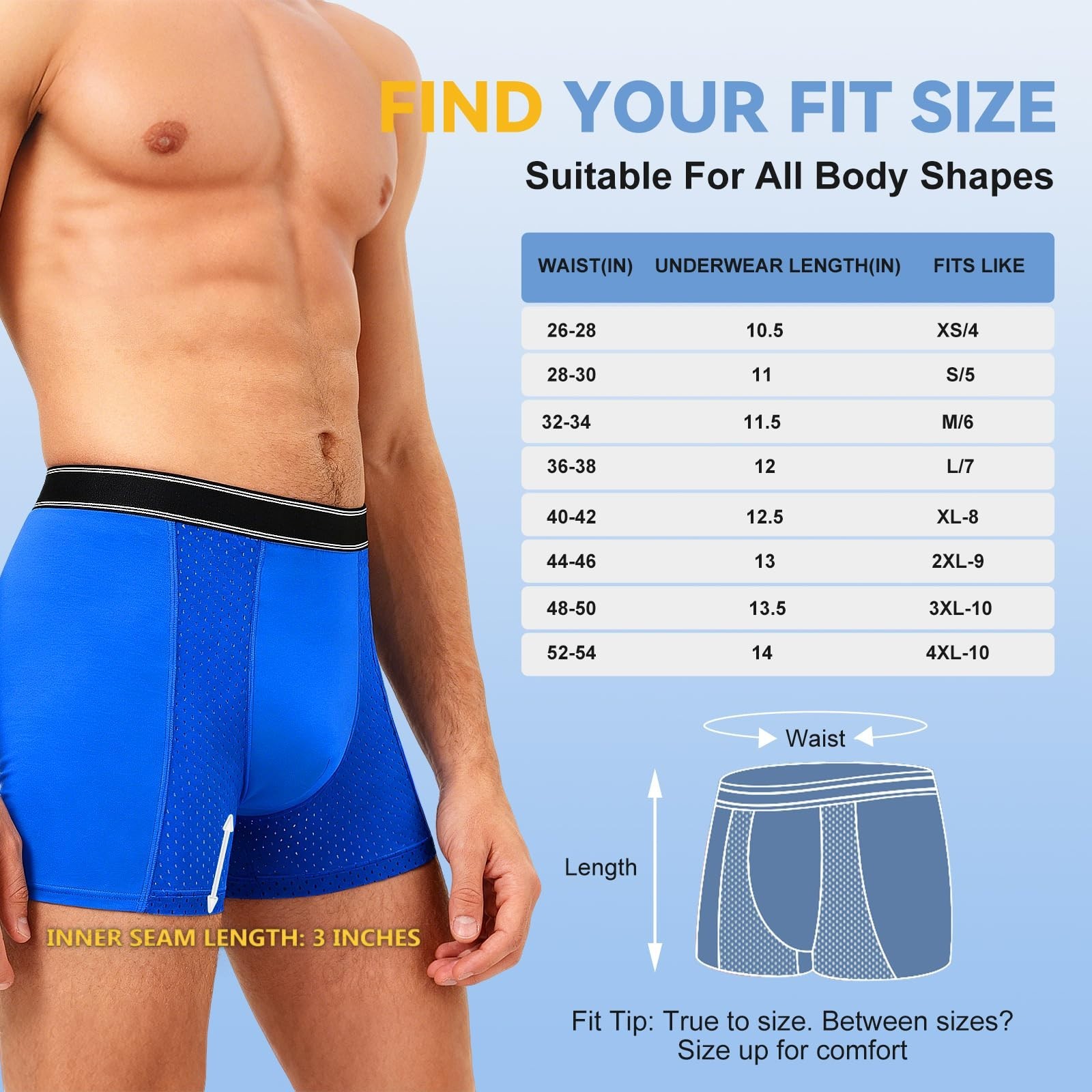 Men’s Leakproof Incontinence Boxer Briefs – 200ml Absorbent, Washable Cotton, 3