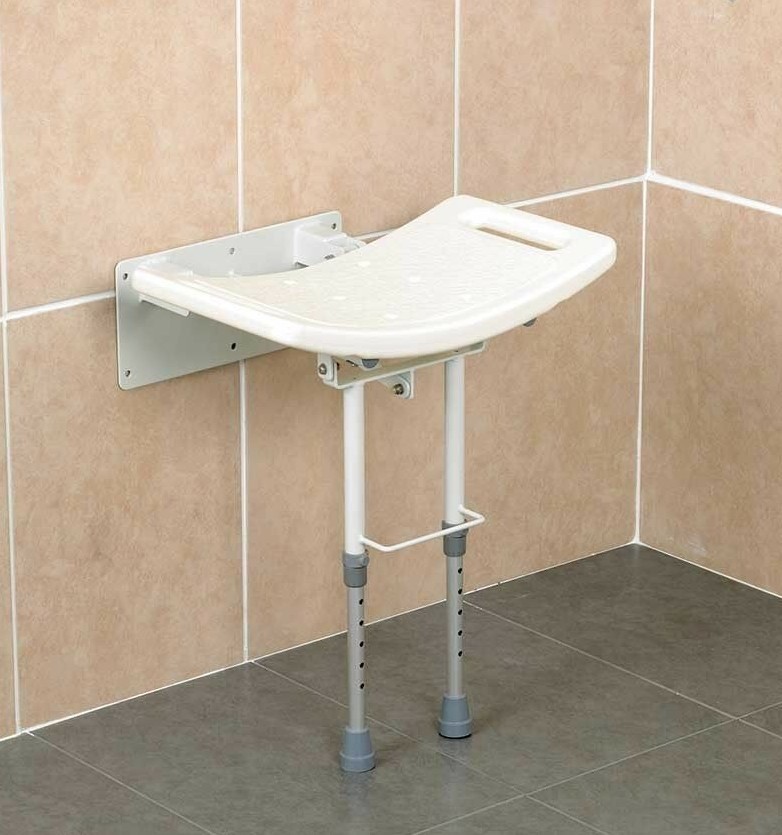 Patterson Medical 538D Wall Mount Lift-Up Shower Seat White W/ Handles – NEW