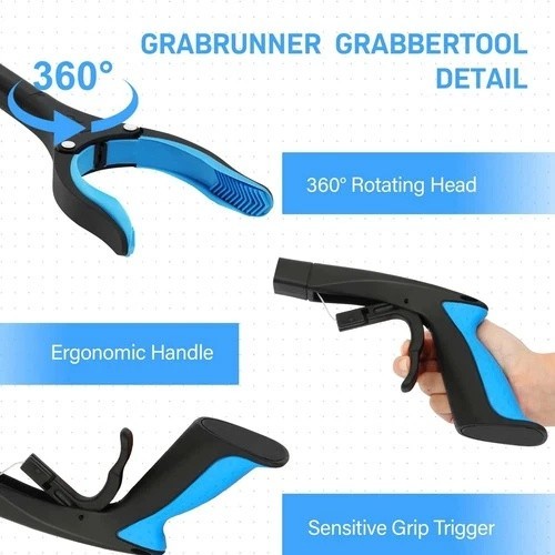 2- Pack 32 inch GrabRunner Folding Reacher Grabber Tool with Magnetic Blue