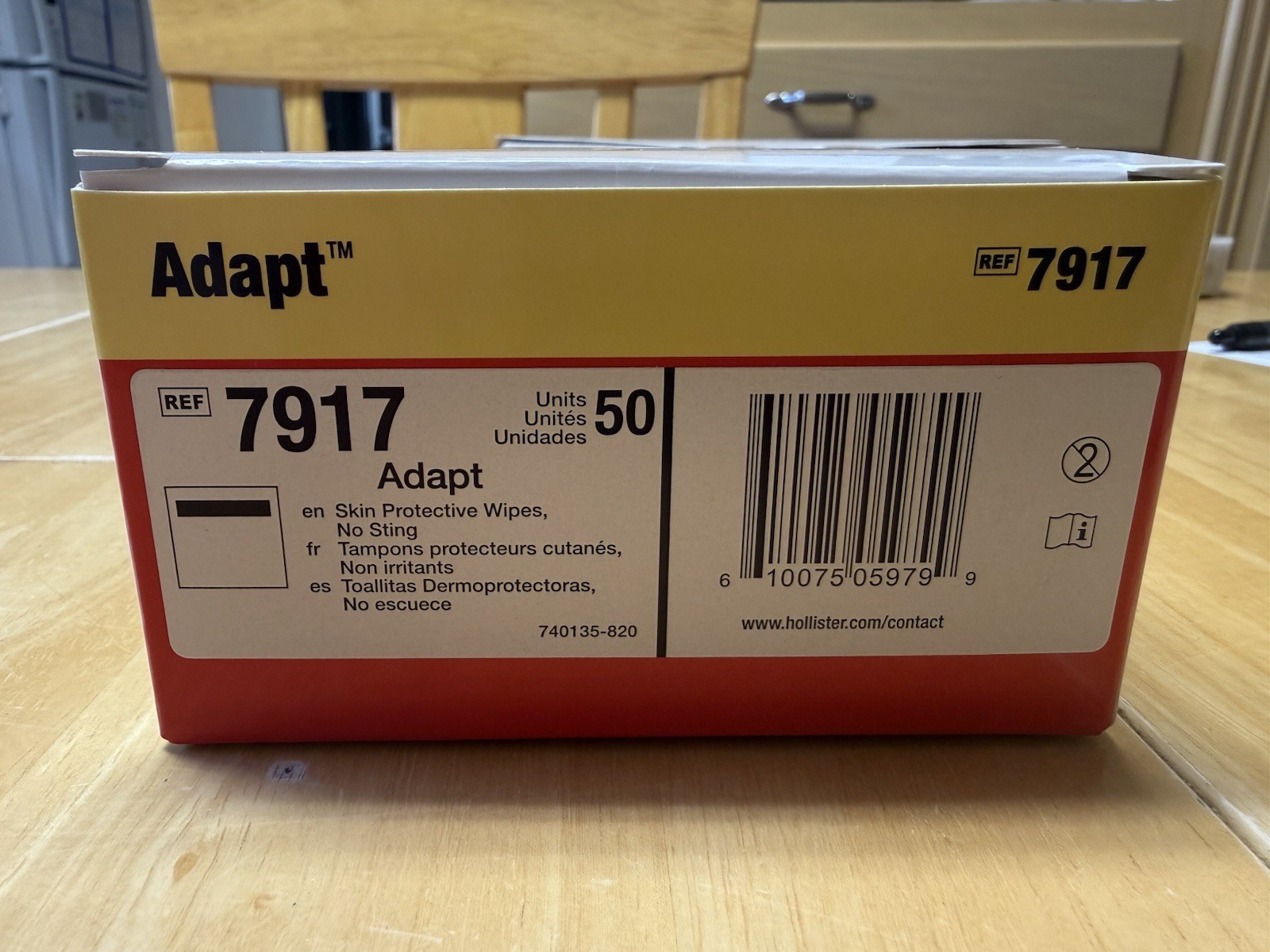 Hollister 7917 Adapt Skin Protective Wipes NEW In Box 50 Skin Wipes No-Sting