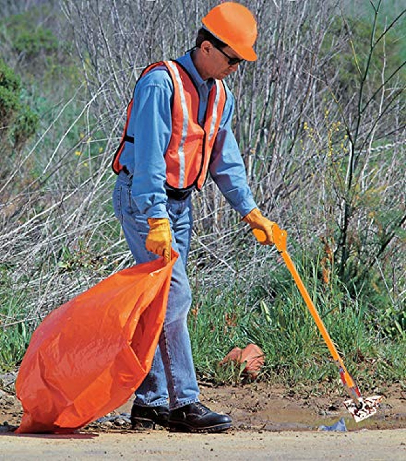 Orange-U-Tongs PRO Grade Litter Pick up Tool, Elastic Lanyard, Suction Cup Re…