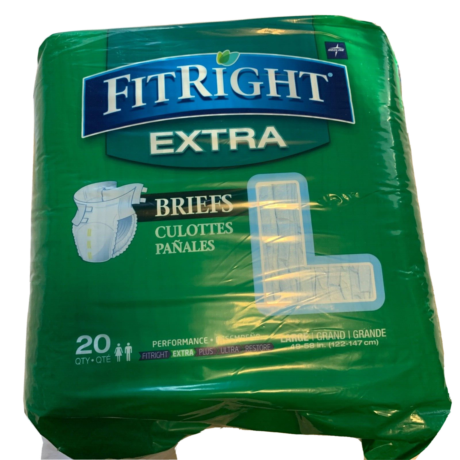 FitRight Extra Brief Adult Underwear Diaper Pad 20 Count Size Large 48-58″