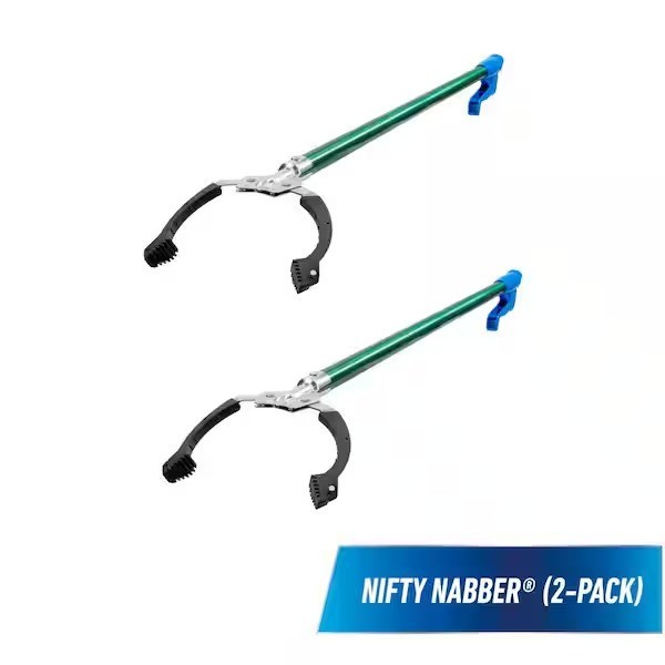 2 Pack Unger 36in Nifty Nabber Trash Picker Grabber w/ Rubber Claws Comfort Grip