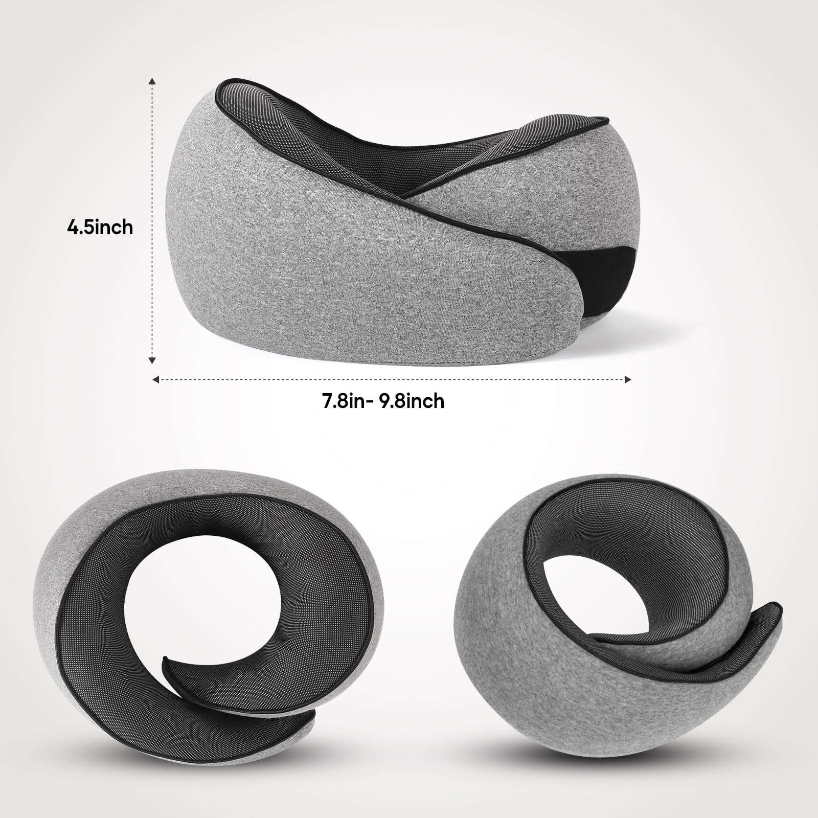 NOCRLG Travel Pillow, Neck Pillow for Airplanes Car, 100% Pure Grey